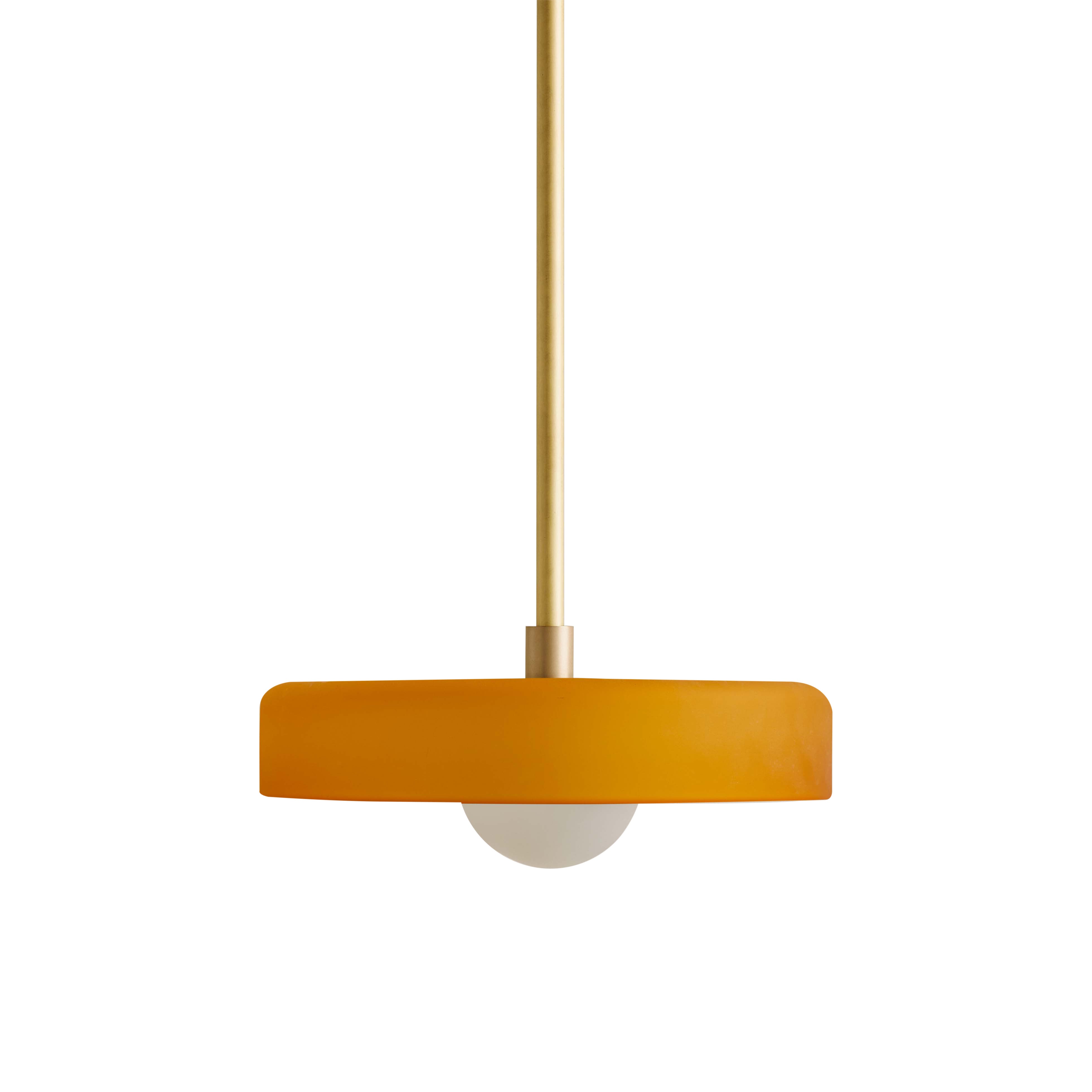 Disc Pendant: Medium + Sandblasted Amber + Brass