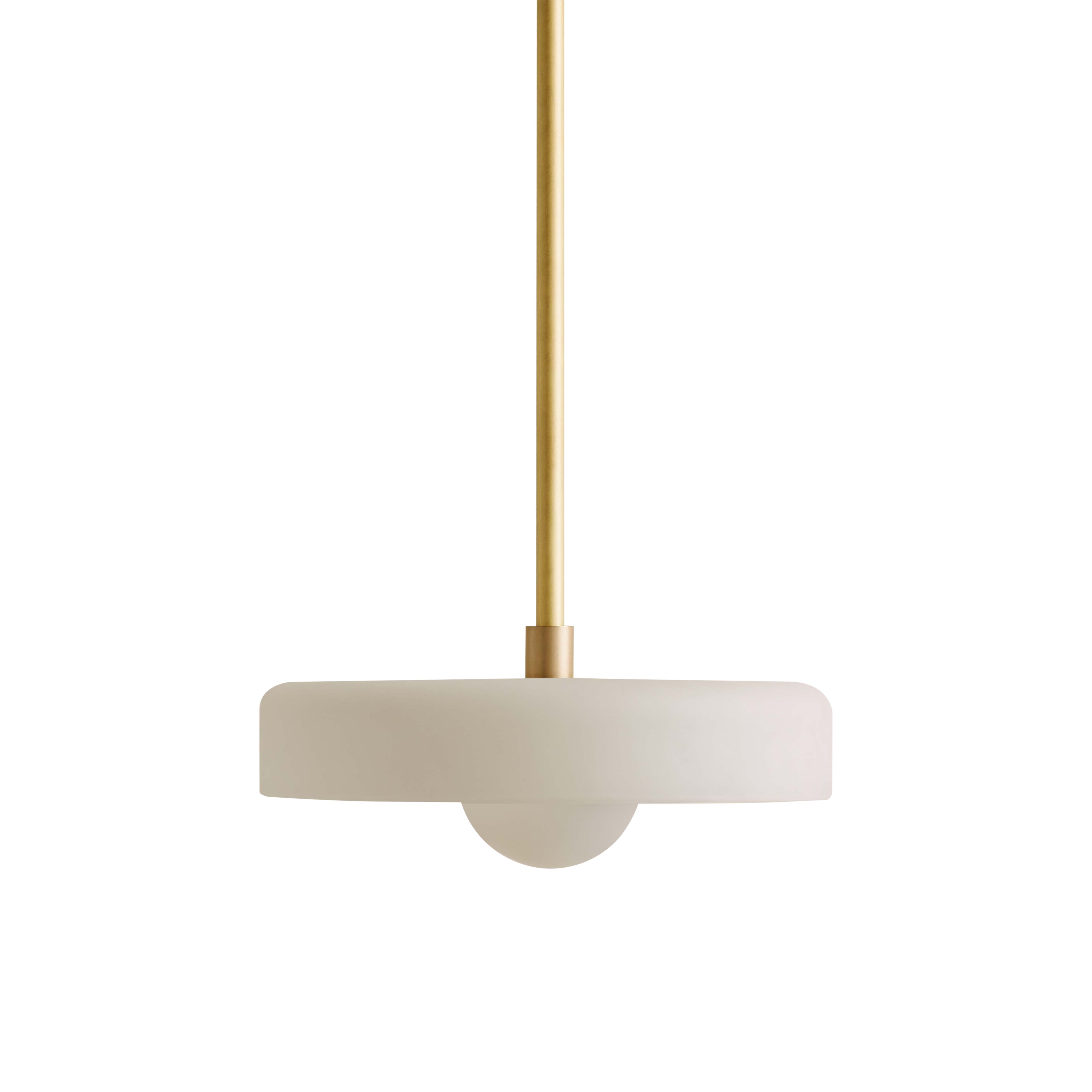 Disc Pendant: Medium + Sandblasted White + Brass