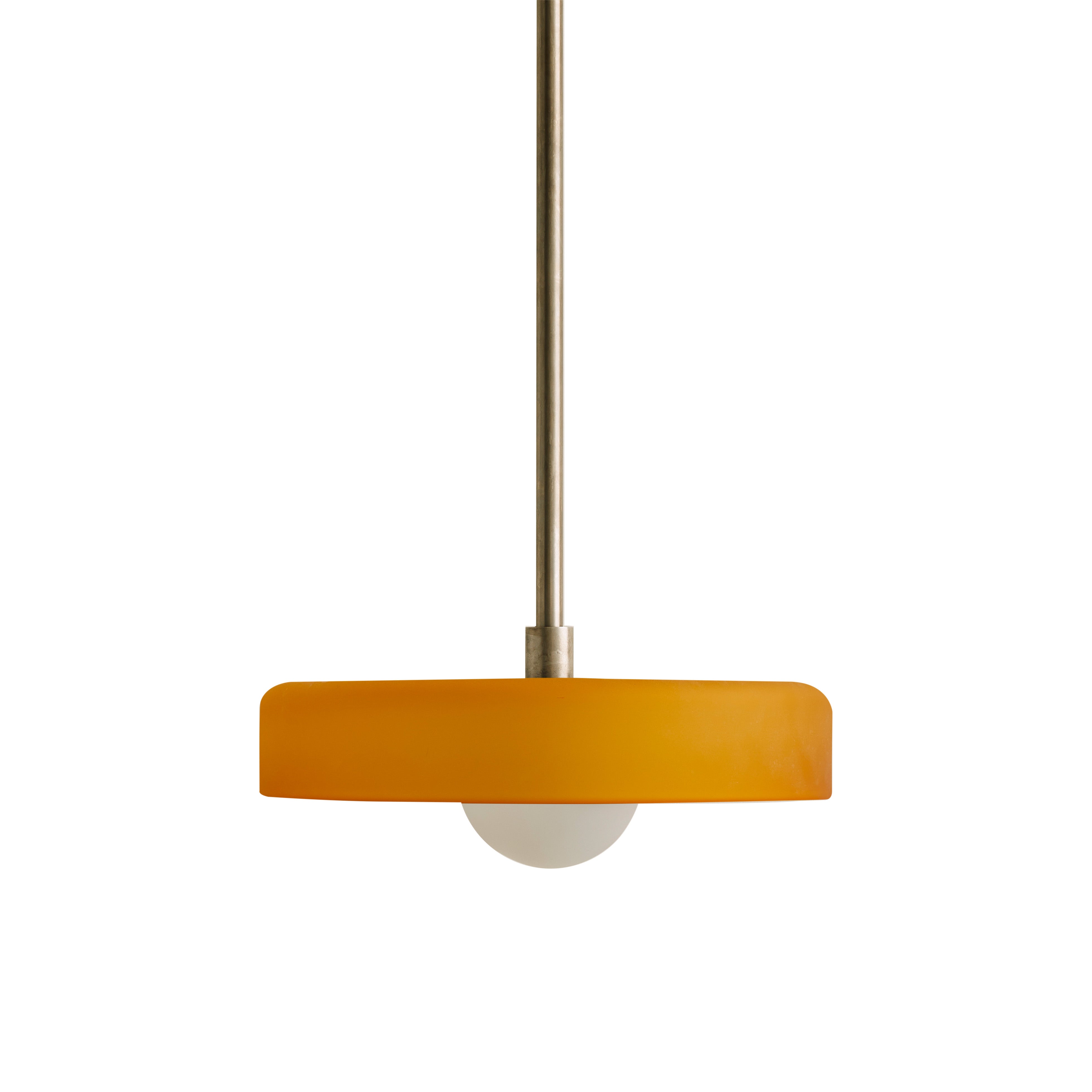 Disc Pendant: Medium + Sandblasted Amber + Pewter