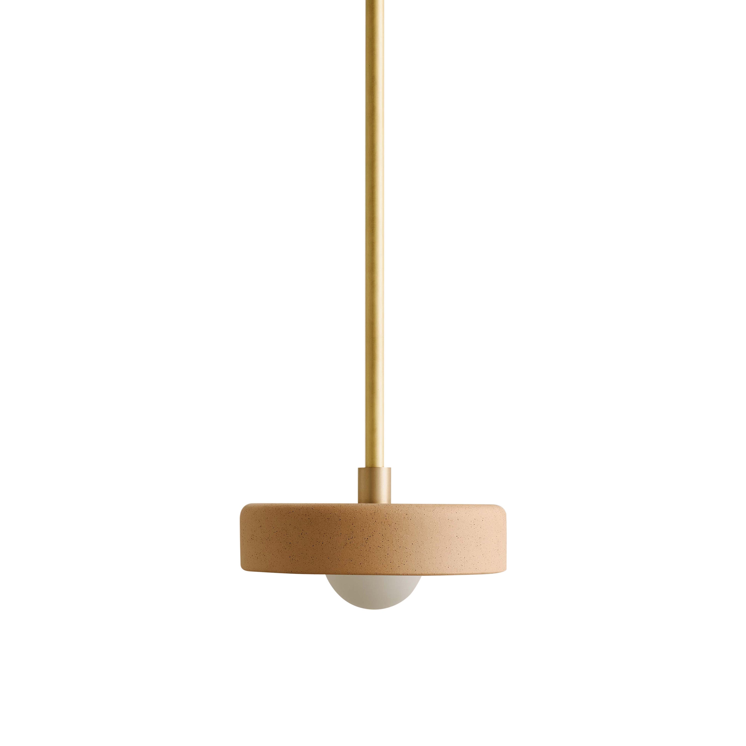 Ceramic Disc Pendant: Tan Clay + Brass