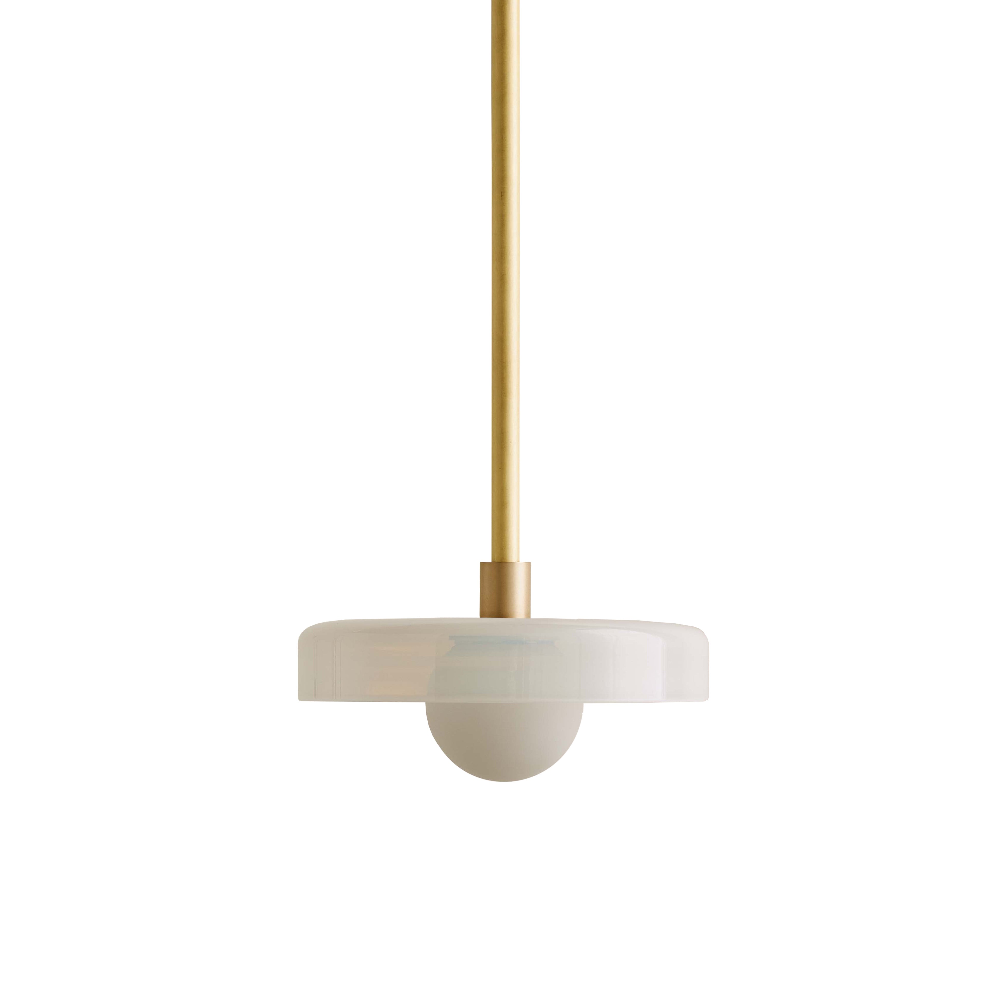 Disc Pendant: Small + Opaline + Brass