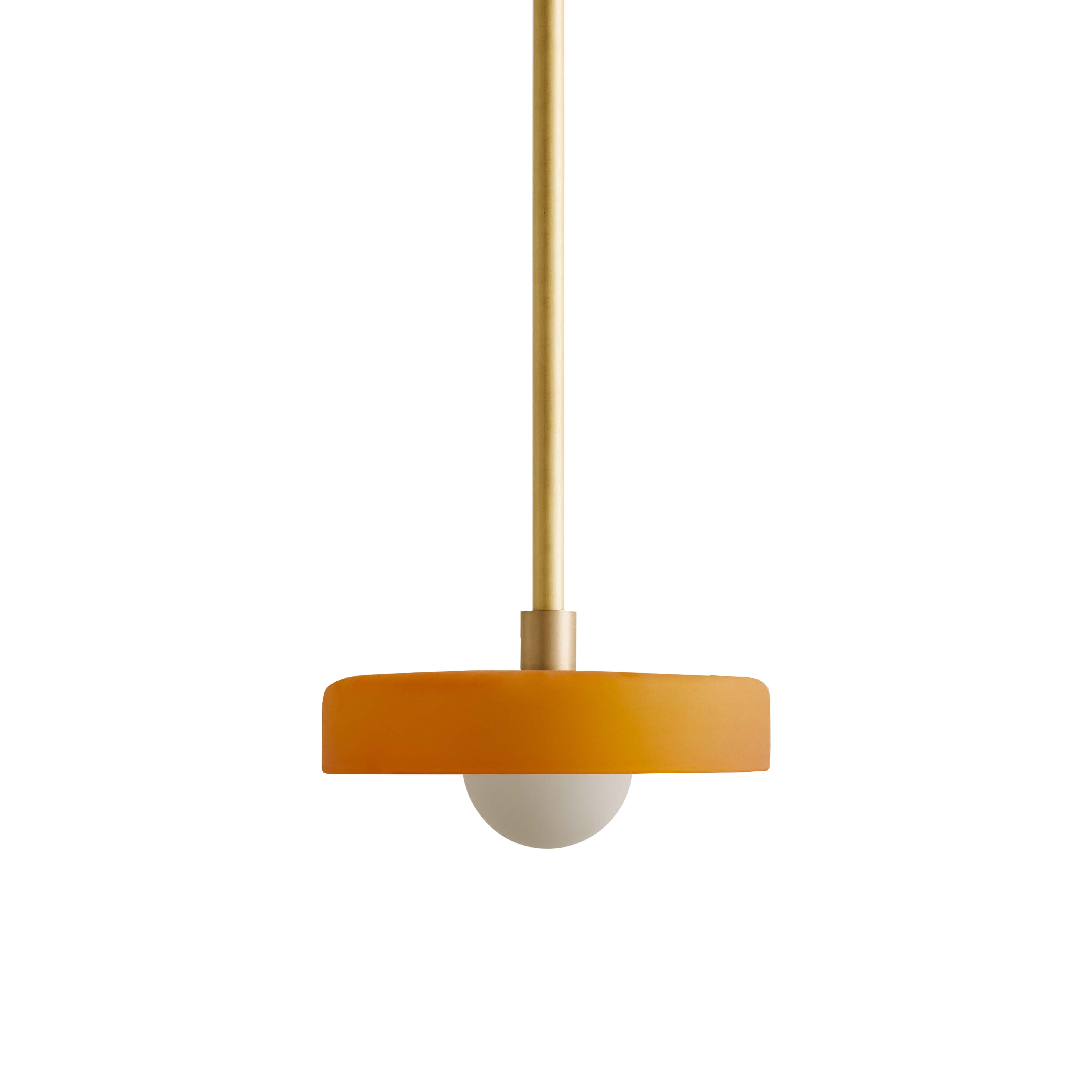 Disc Pendant: Small + Sandblasted Amber + Brass