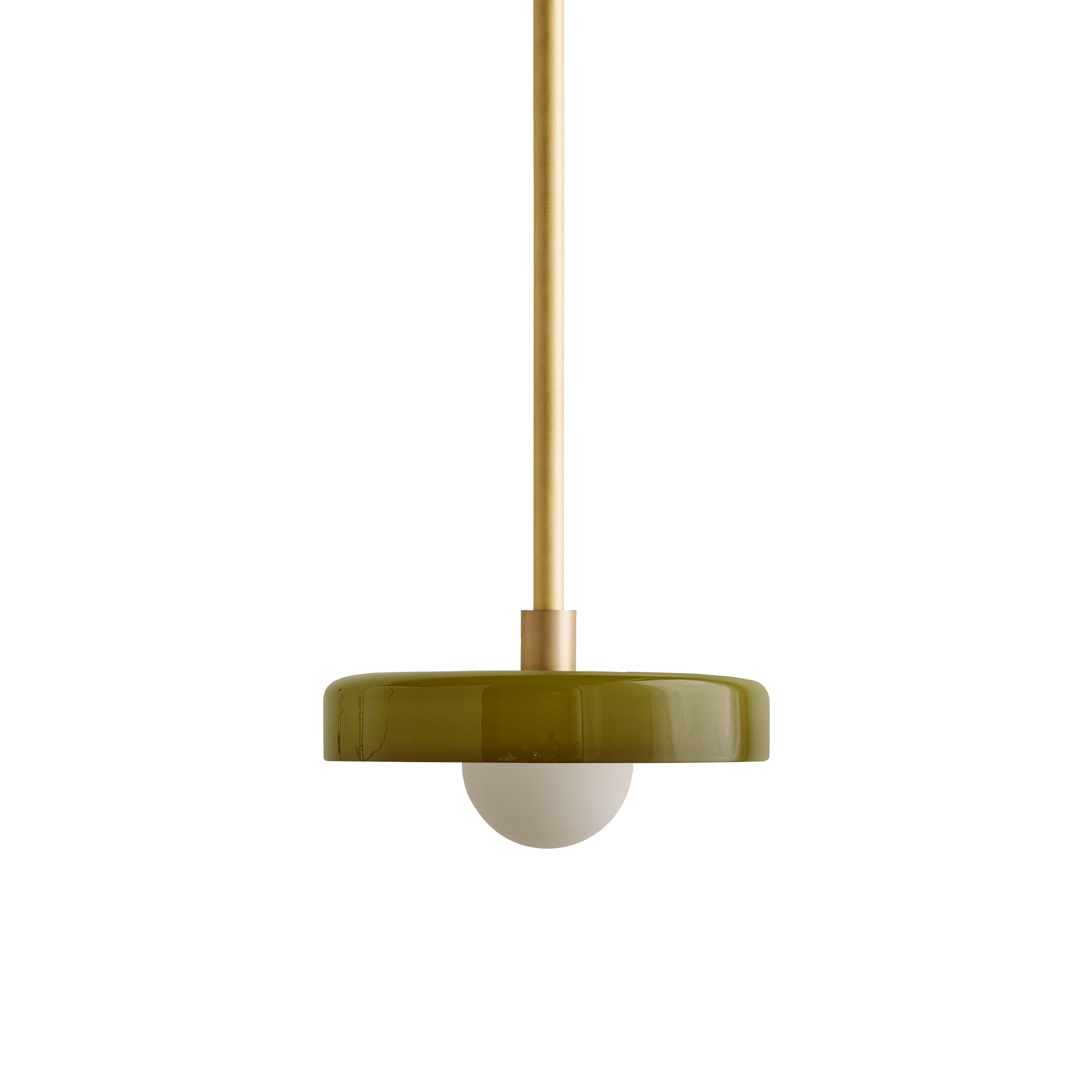 Disc Pendant: Small + Pistachio + Brass