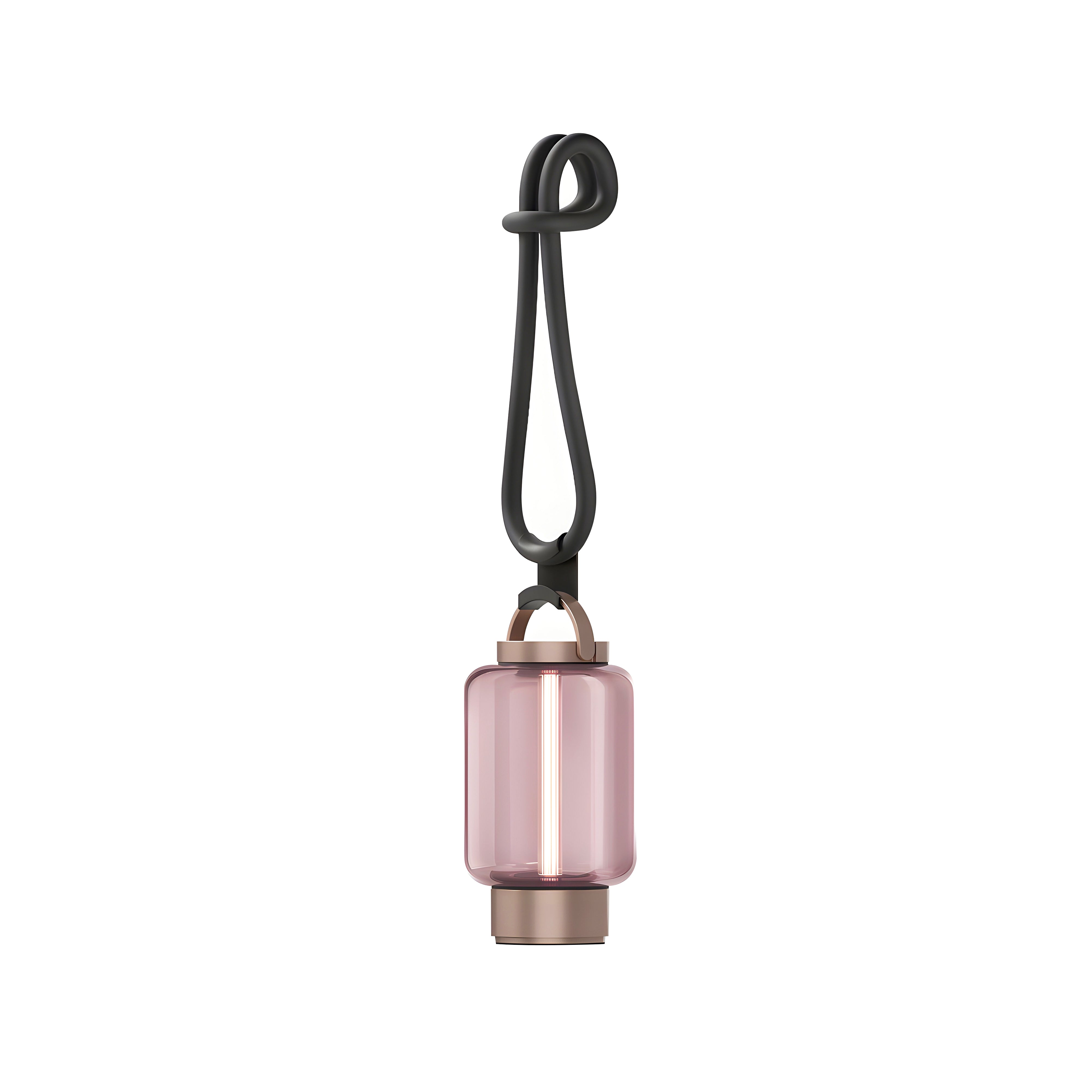 Qu Hanging Light: Bright Bronze + Rose Glass