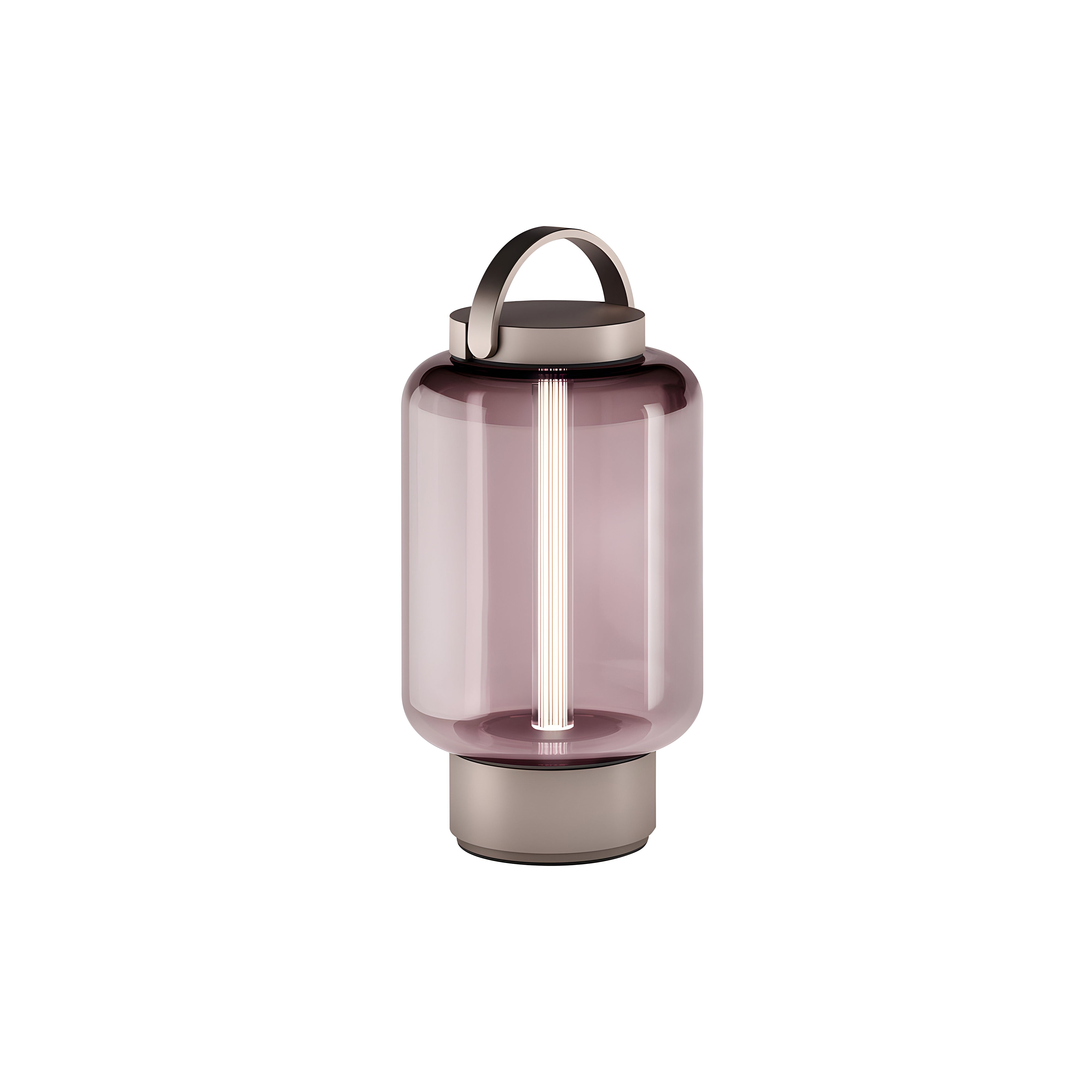 Qu Table Light: Bright Bronze + Rose Glass