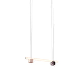  Isle 01A Suspension Lamp: Polished Aluminum + Red Levanto