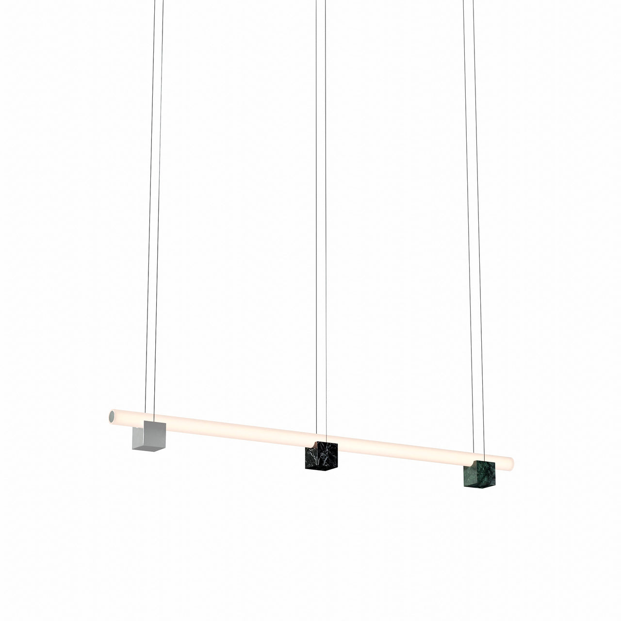 Isle 03A Suspension Lamp: Black Marquina + Guatemala Green + Polished Aluminum