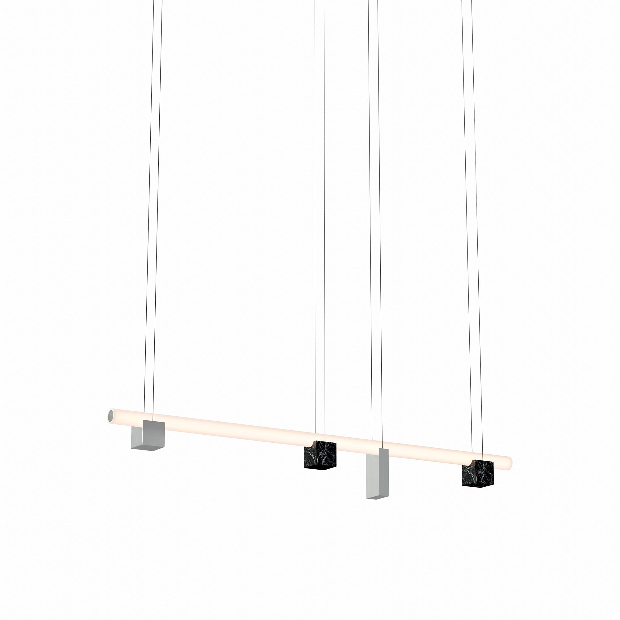 Isle 03B Suspension Lamp: Black Marquina + Polished Aluminium