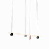 Isle 03B Suspension Lamp: Black Marquina + Guatemala Green + Pink Portugal + Polished Aluminium