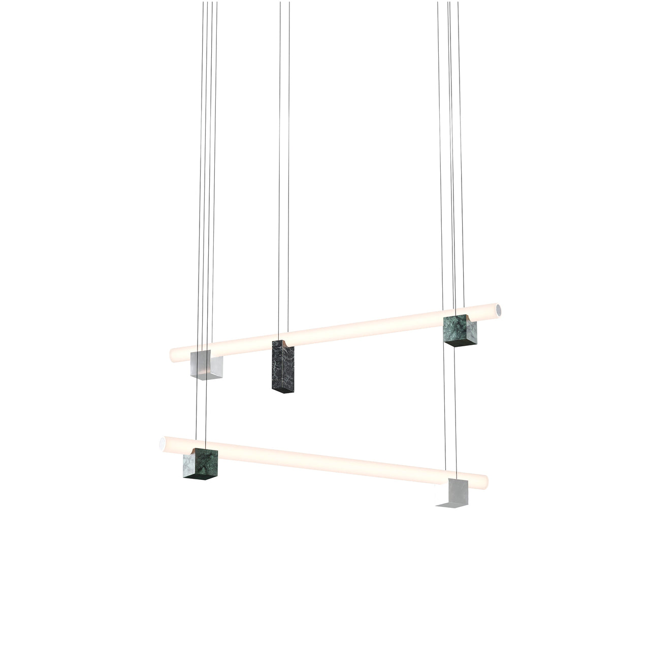 Isle 11 Suspension Lamp: Black Marquina + Guatemala Green + Polished Aluminum