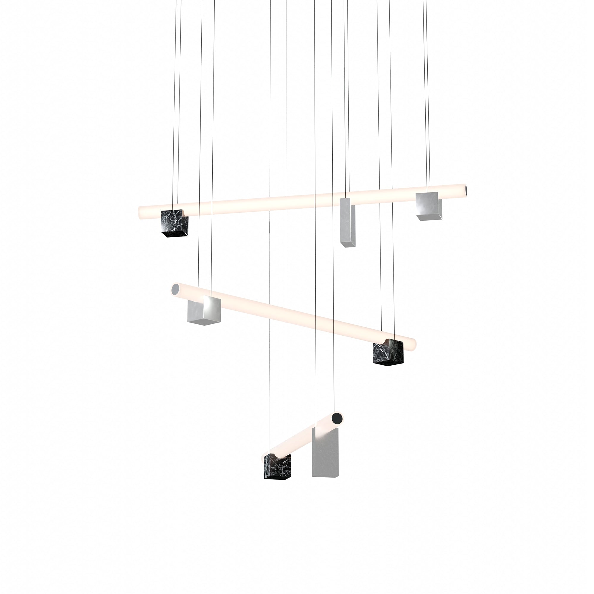 Isle 12 Suspension Lamp: Black Marquina + Polished Aluminum