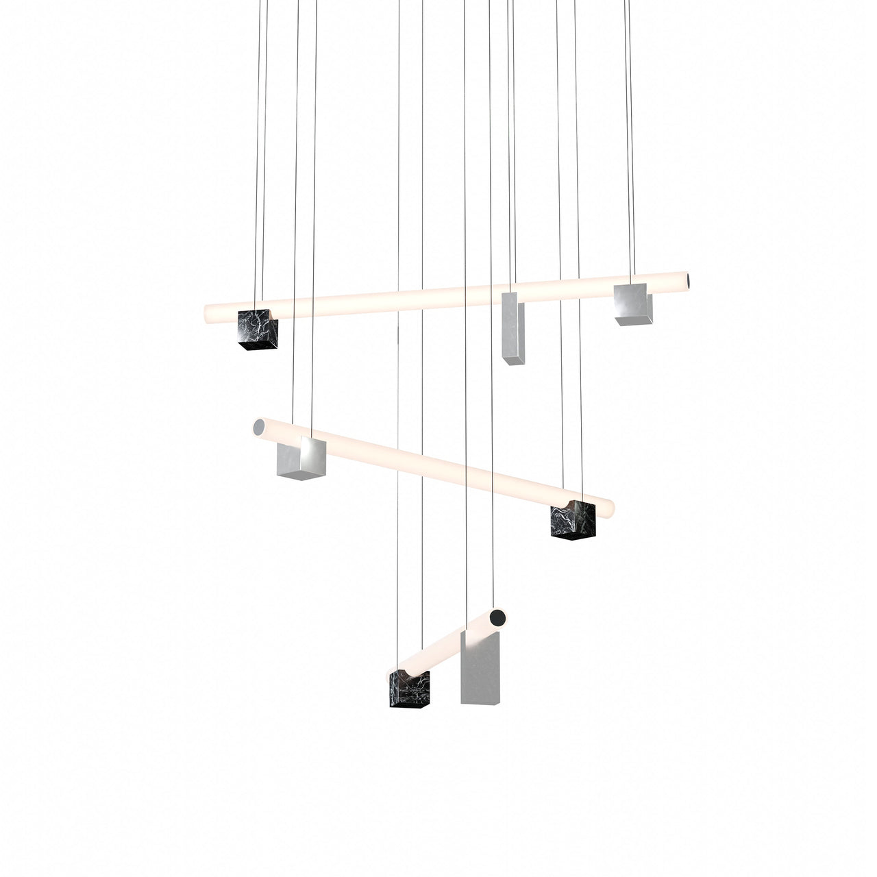 Isle 12 Suspension Lamp: Black Marquina + Polished Aluminum