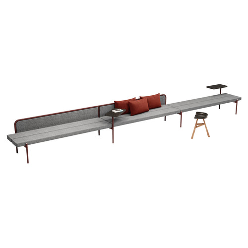 Island Modular Bench Configuration 2: Seat + Back Upholstered + Fenix Table