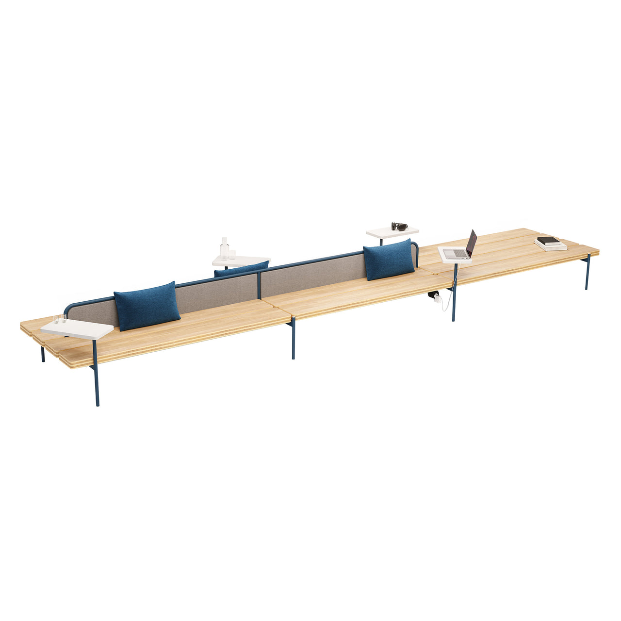 Island Modular Bench: Configuration 4 + Fenix + Larch Seat Partition