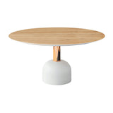 Illo Bistrot Table: Medium + Vintage Oak + Lacquered White + Copper