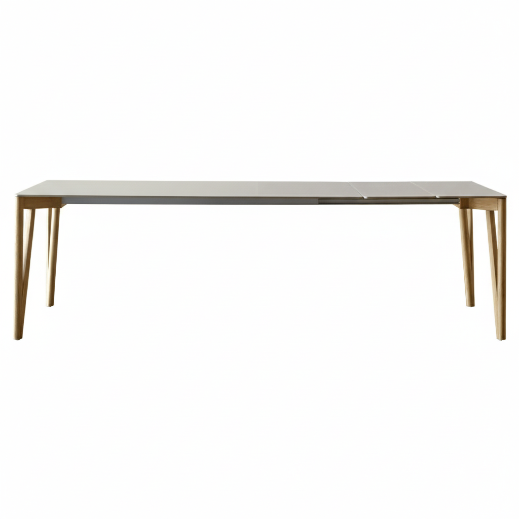 Decapo Extendable Dining Table: Large + London Grey Fenix + Flamed Oak Edge + Flamed Oak