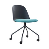 Mariolina Side Chair with Casters: Seat Upholstered - Set of 2 + Anthracite
