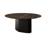 Monoplauto Dining Table: Round Stone Top + Emperador Ceramic + Black ash