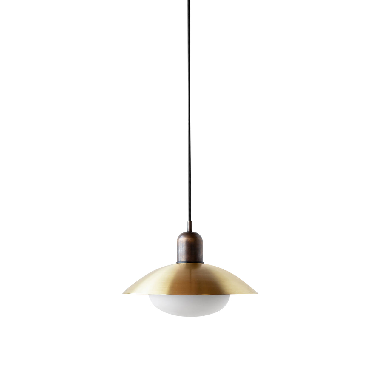 Arundel Mushroom Pendant: Brass + Patina Brass