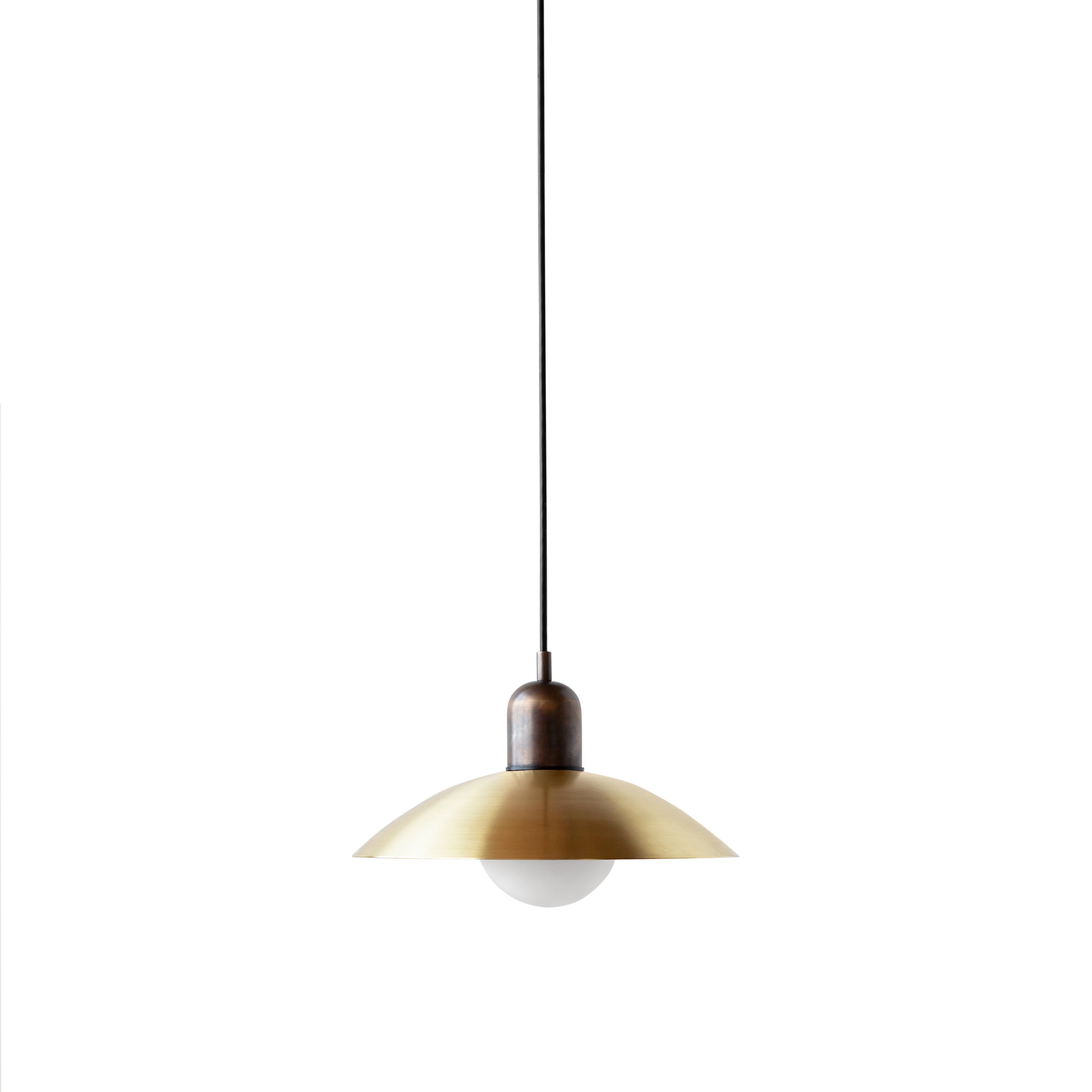 Arundel Orb Pendant: Outdoor + Patina Brass + Brass + Black