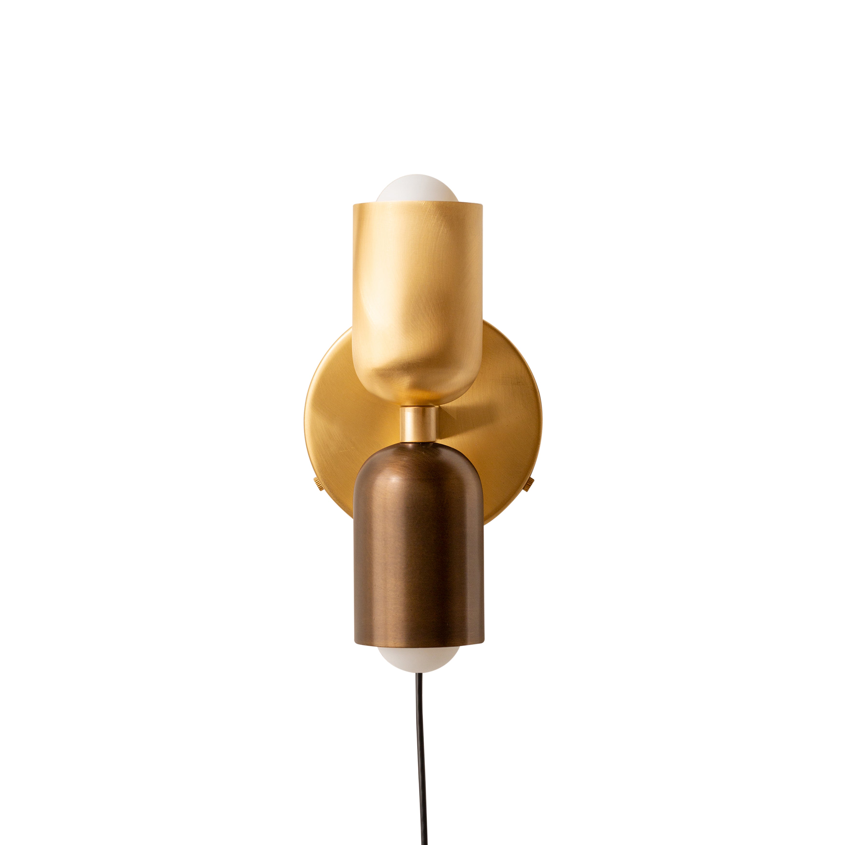 Up Down Sconce: Brass + Brass + Patina Brass + Brass + Plug-in (On-Off)