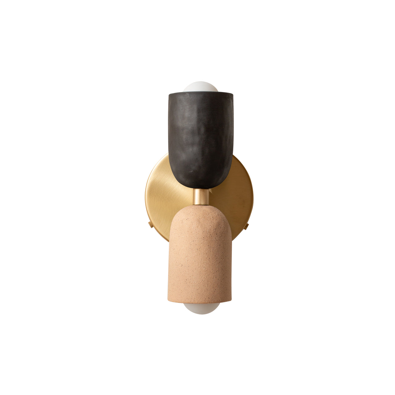 Up Down Sconce: Ceramic + Black + Tan + Brass