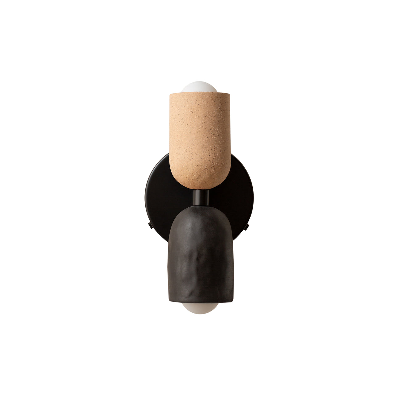 Up Down Sconce: Ceramic + Tan + Black + Black