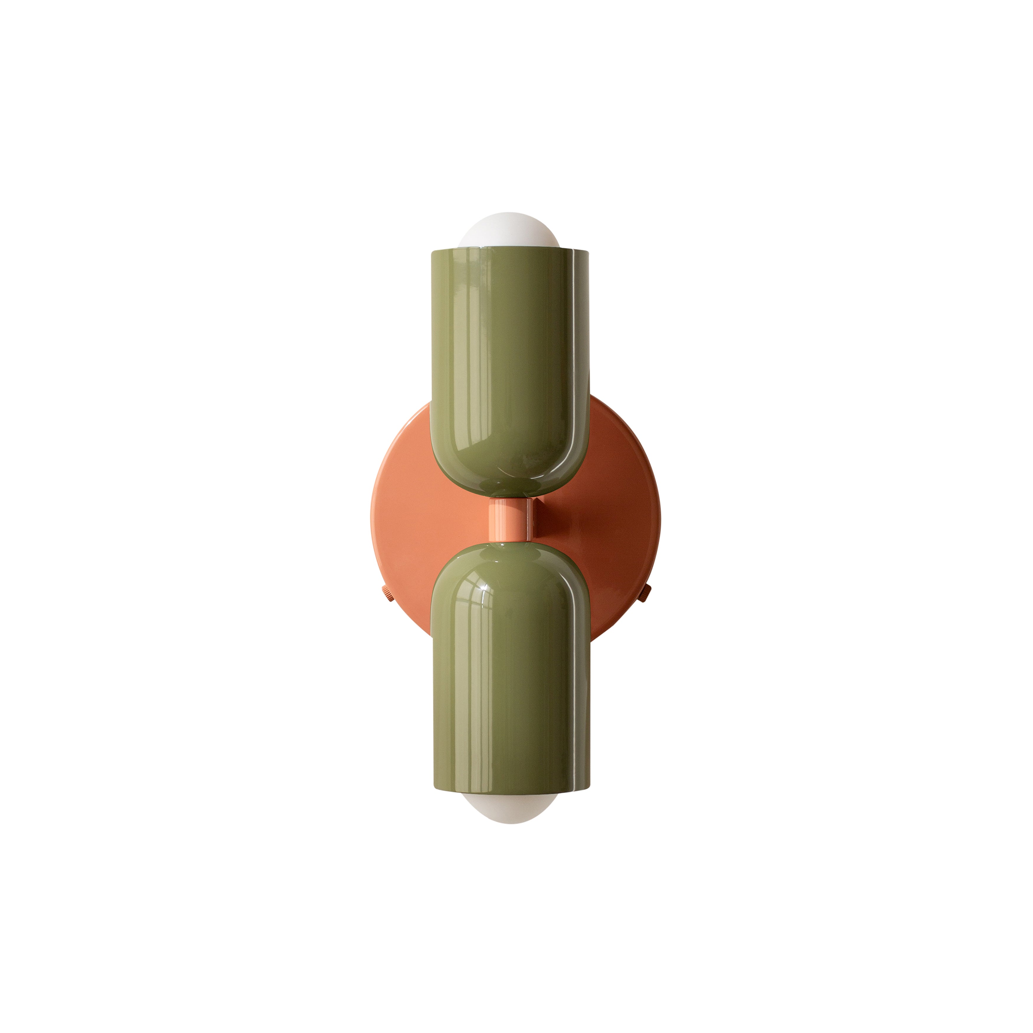 Up Down Sconce: Reed Green + Peach