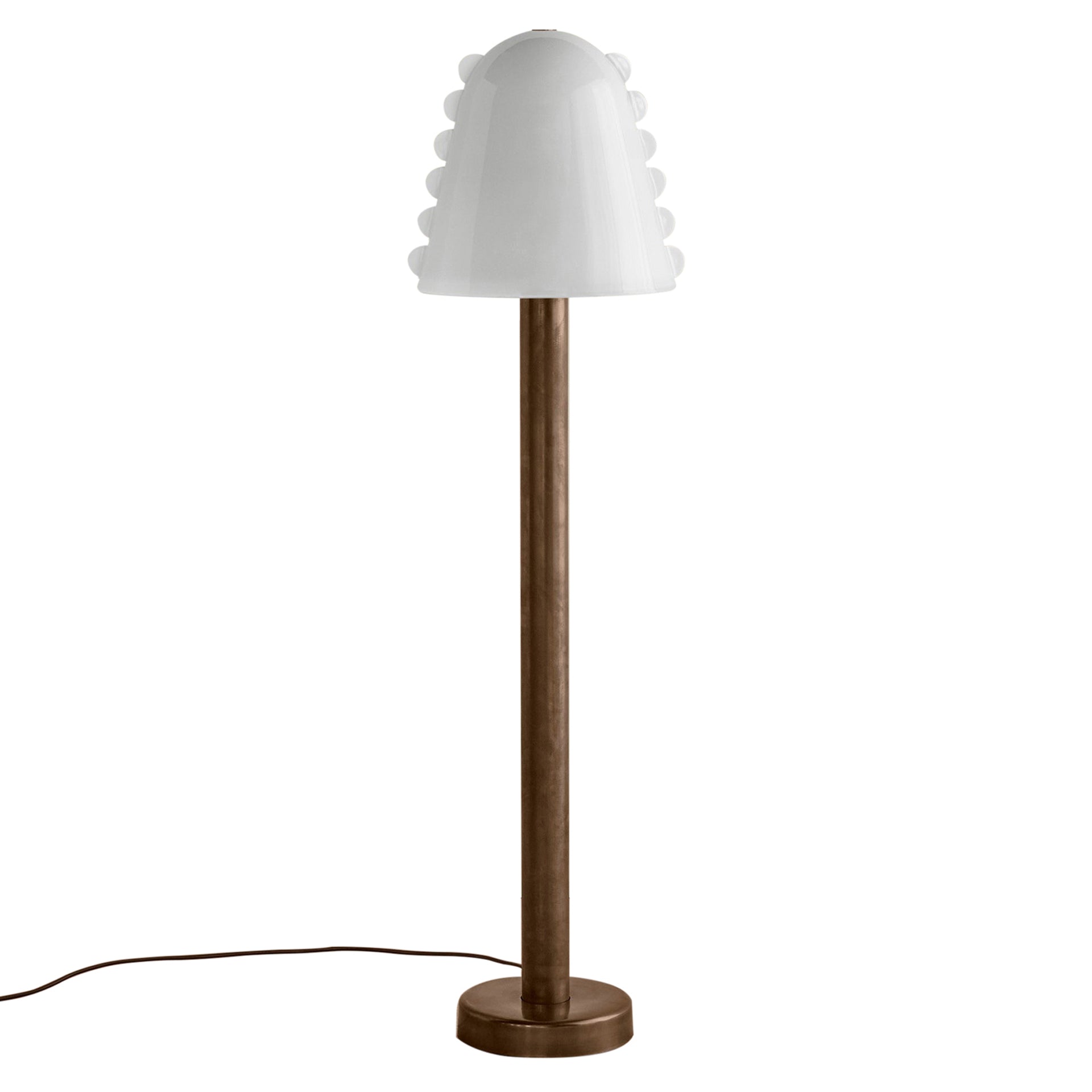 Calla Floor Lamp: Opaline + Opaline Embellishments + Patina Brass