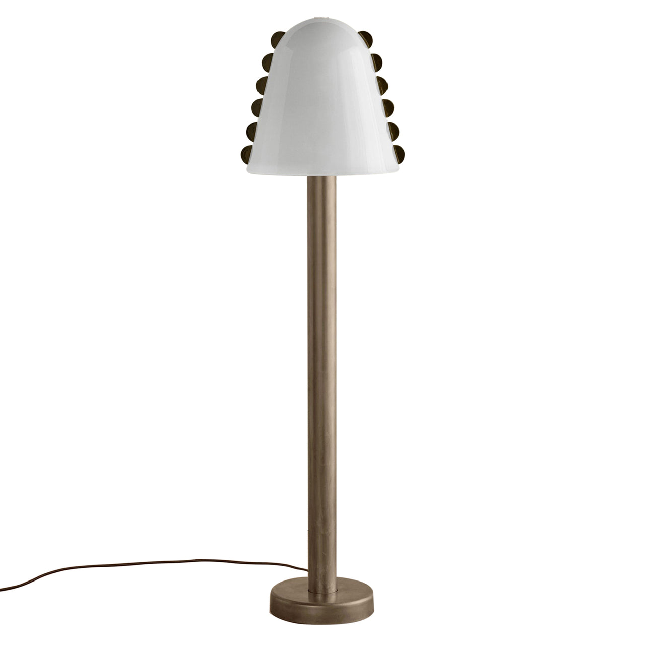 Calla Floor Lamp: Opaline + Pistachio Embellishments + Pewter