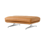 Inland Pouf AV32: Polished Aluminum + Cognac Noble Leather