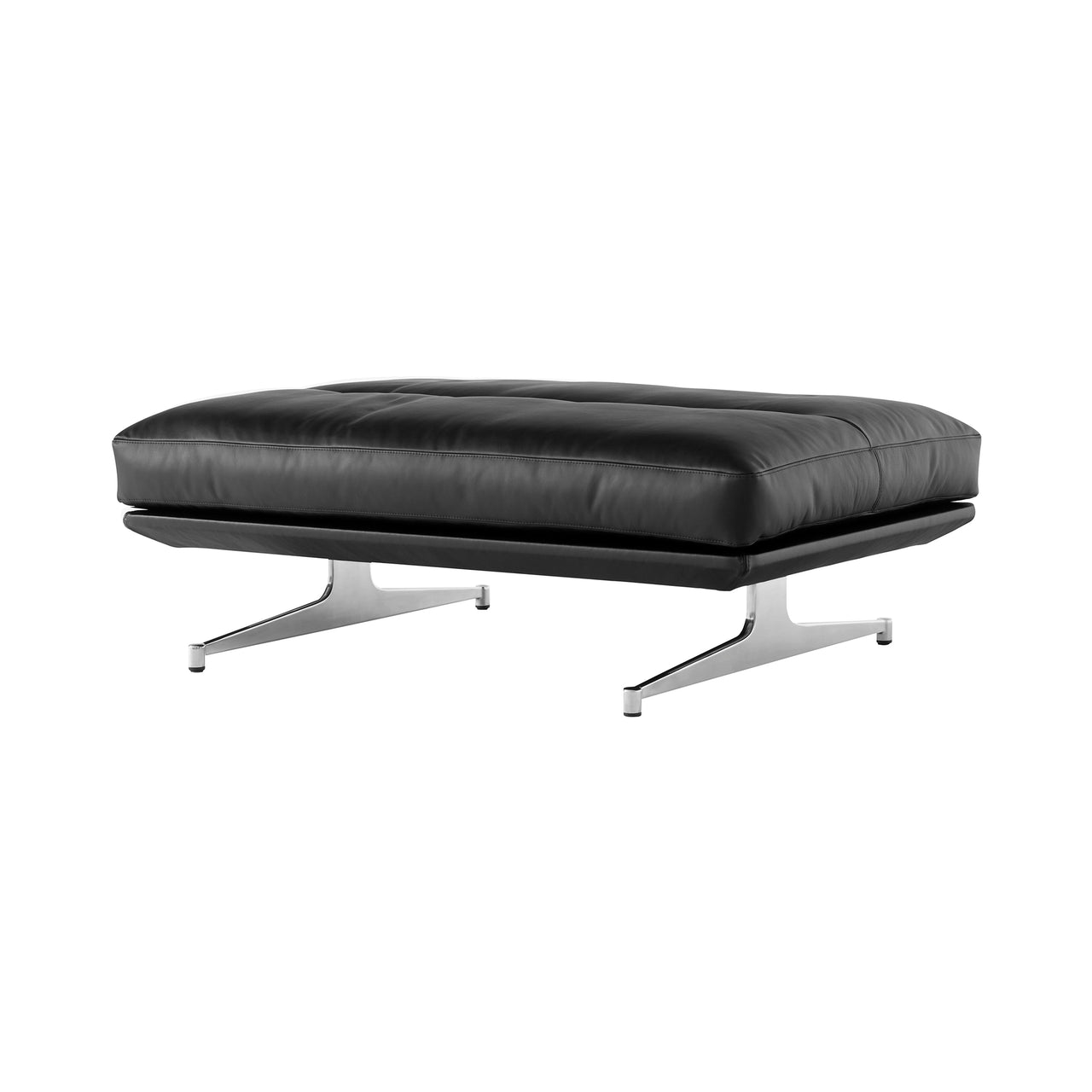 Inland Pouf: AV32 + Polished Aluminum + Black Noble Leather
