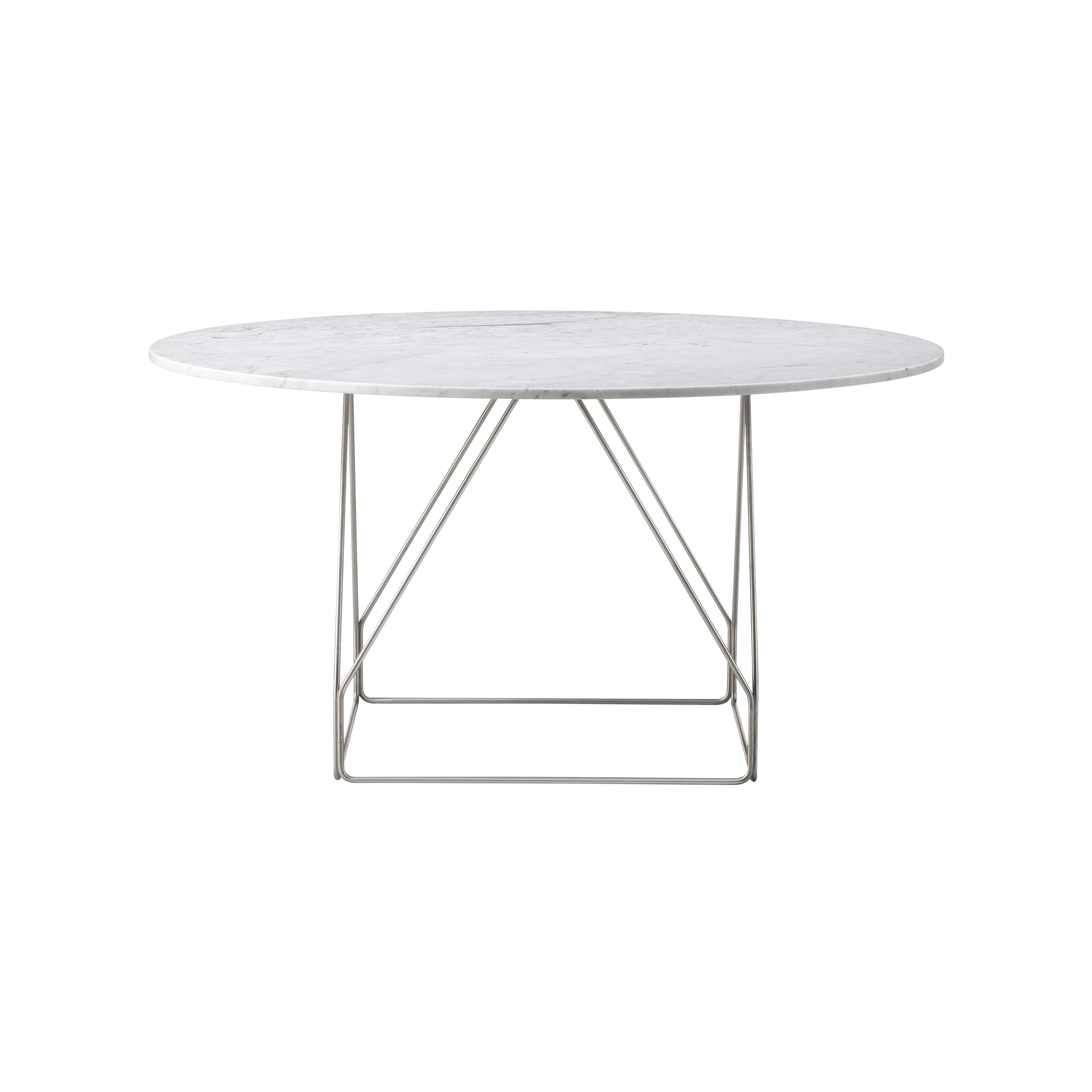 JG Table: Round + White Carrara + Stainless Steel