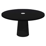 Container Round Table: Large + Cable Feed + Jet Black with Hole + Black