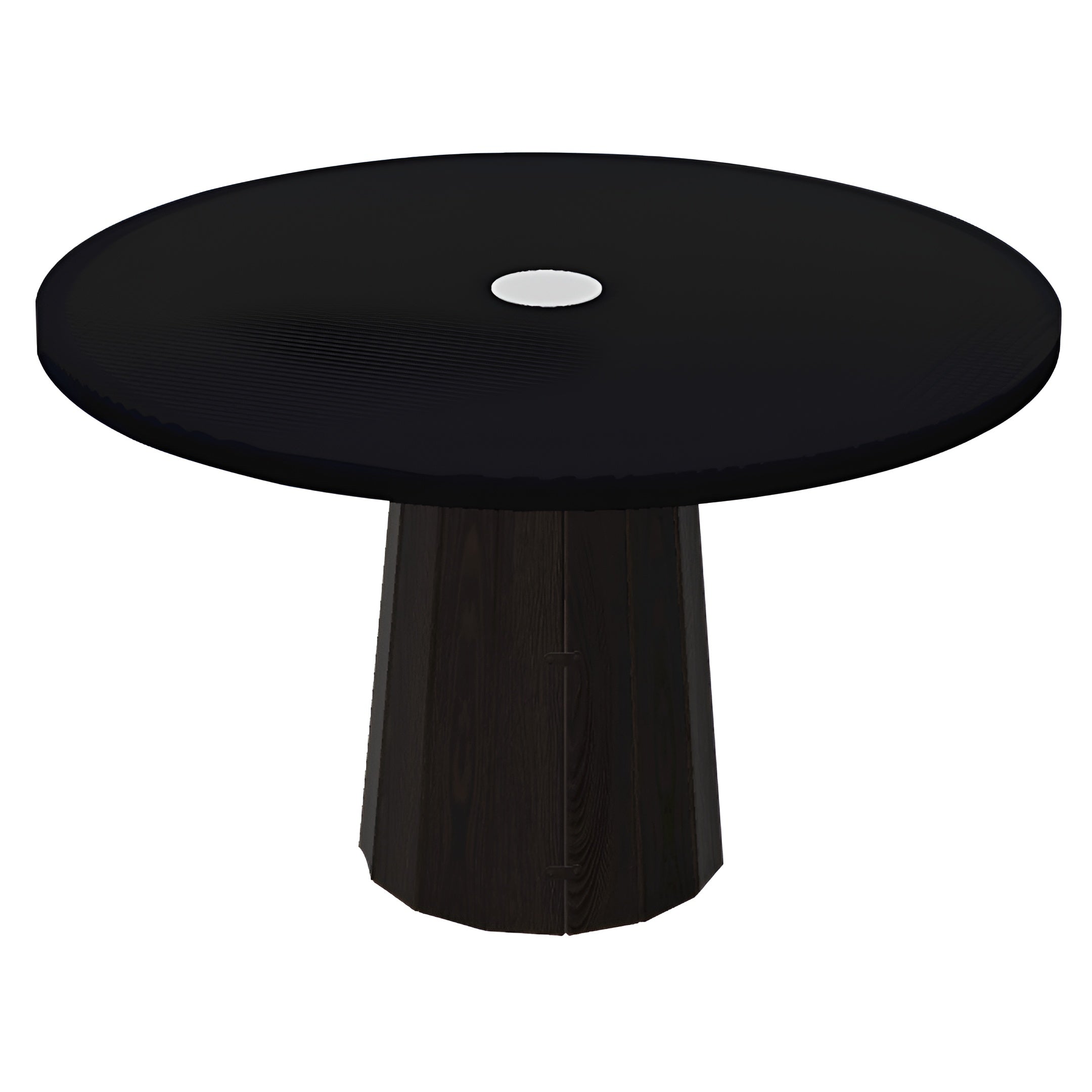 Container Round Table: Medium + Bodhi Cover + Jet Black with Hole + Wenge