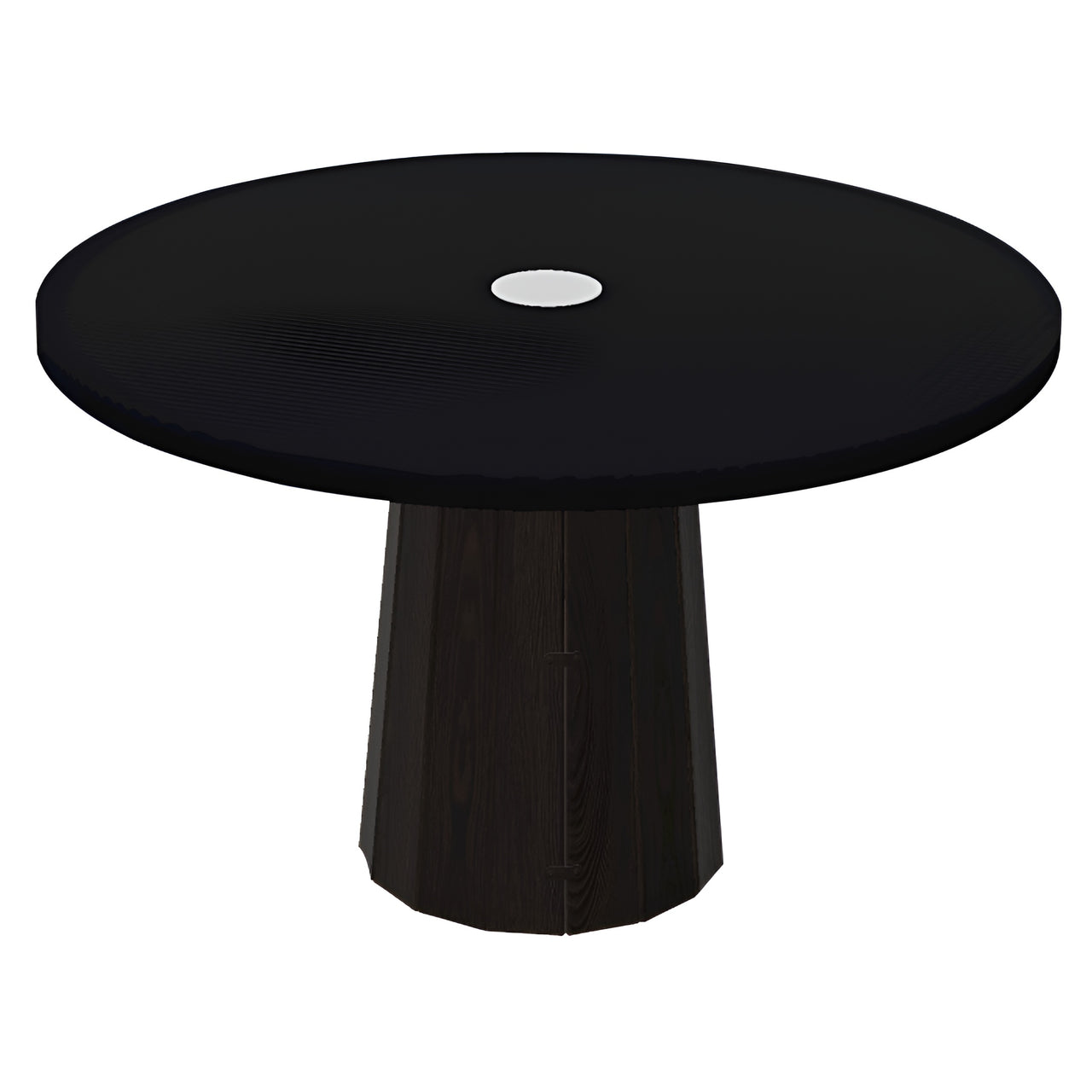Container Round Table: Medium + Bodhi Cover + Jet Black with Hole + Wenge