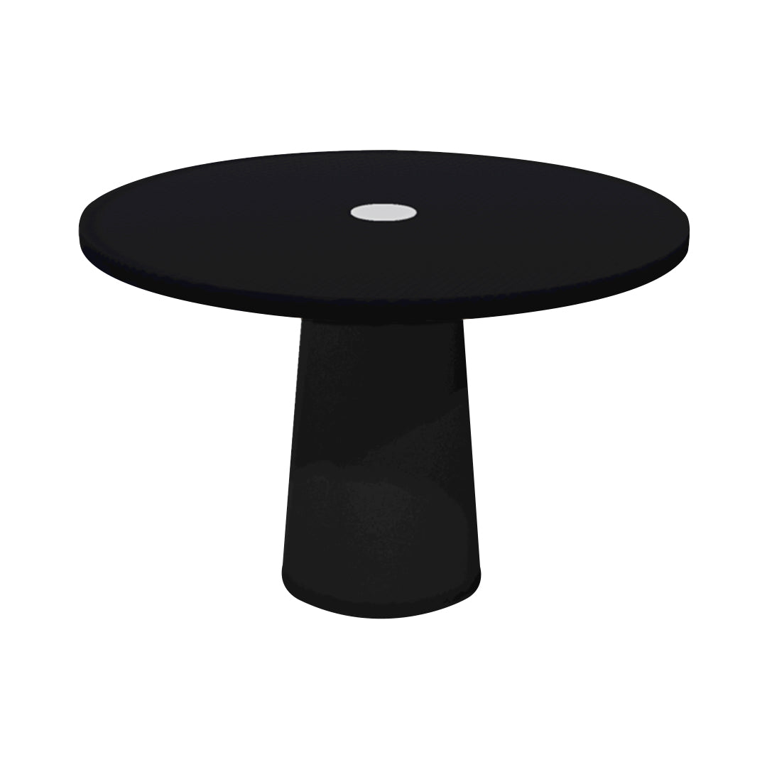 Container Round Table: Medium + Cable Feed + Jet Black with Hole + Black