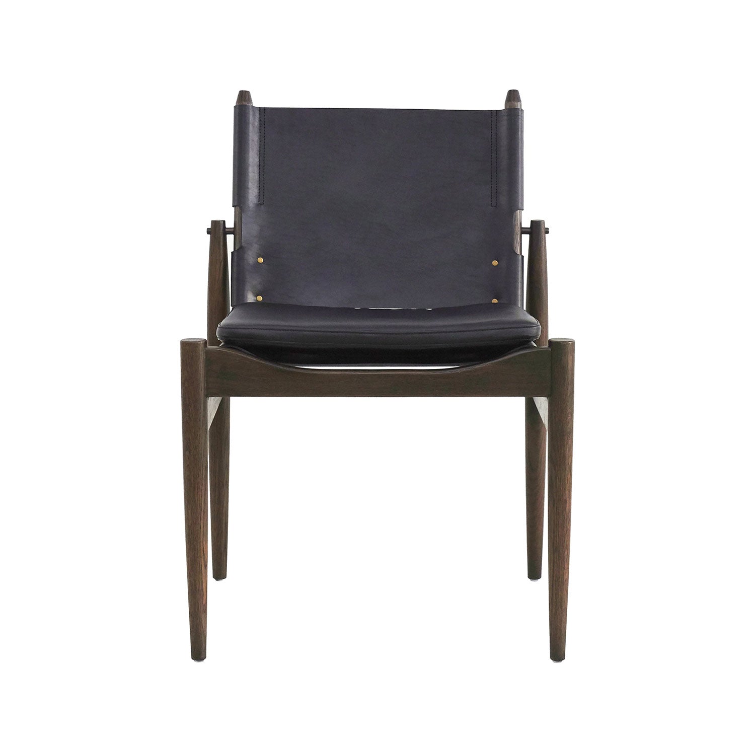 Journey Dining Chair: Saddle Leather + Dark Brown Oak + Black