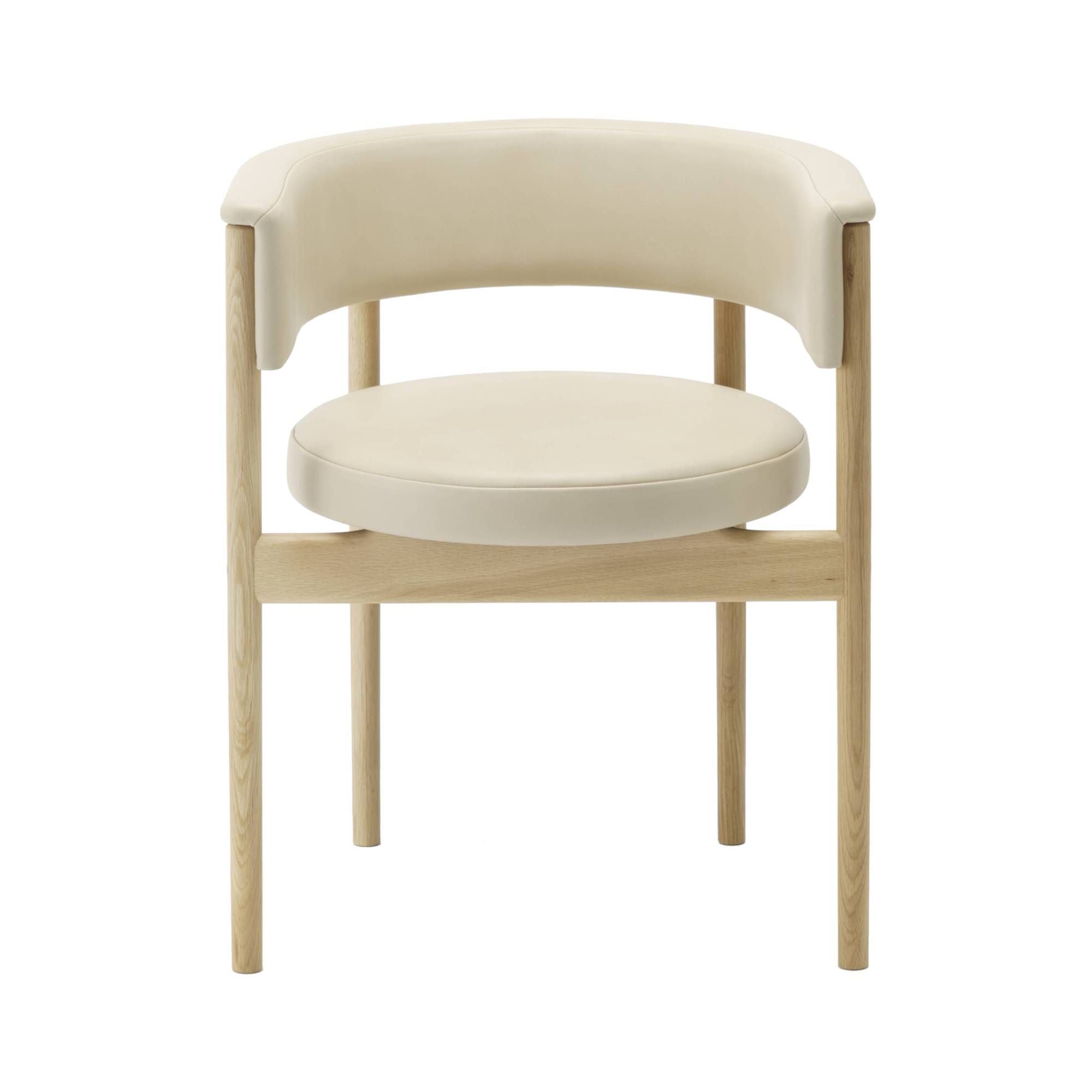 Minatomirai Cafe Side Chair N-SC01: Upholstered: Pure Oak + Leabelle Leather