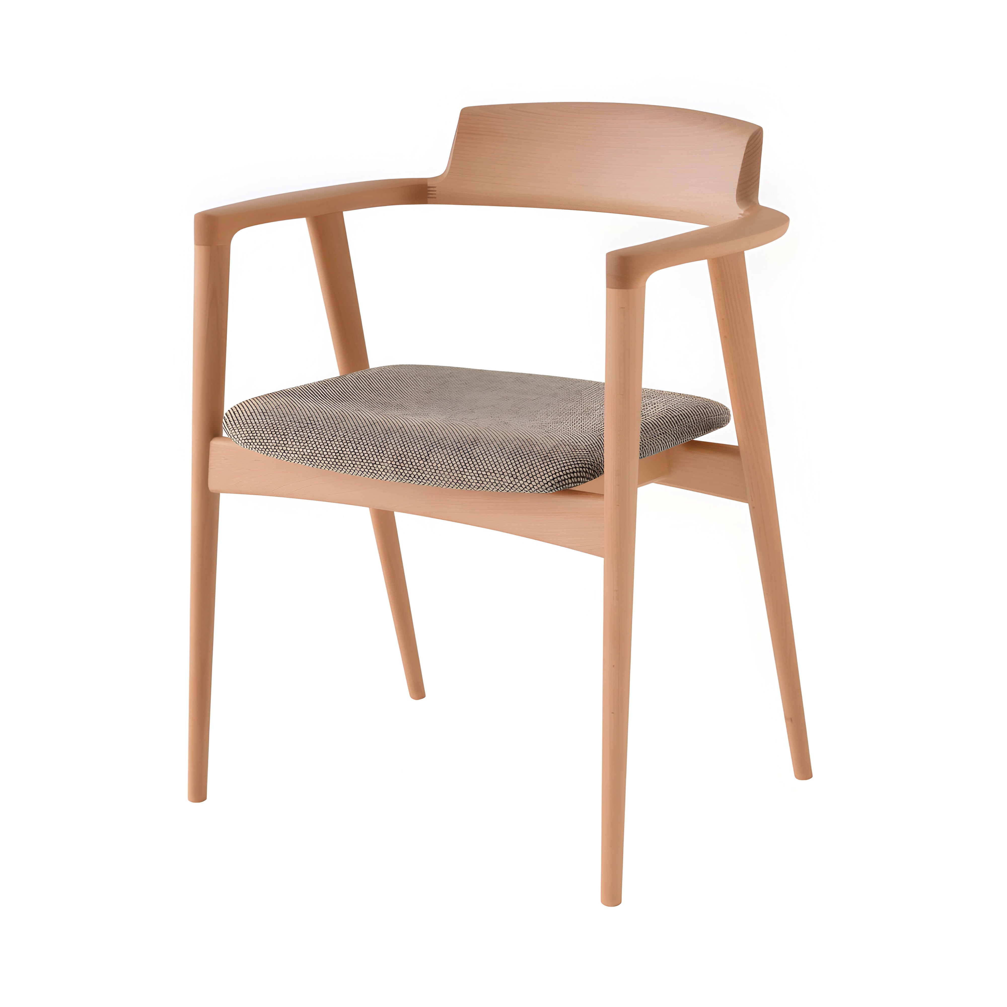 Seoto Armchair: Seat Upholstered + High + Beech