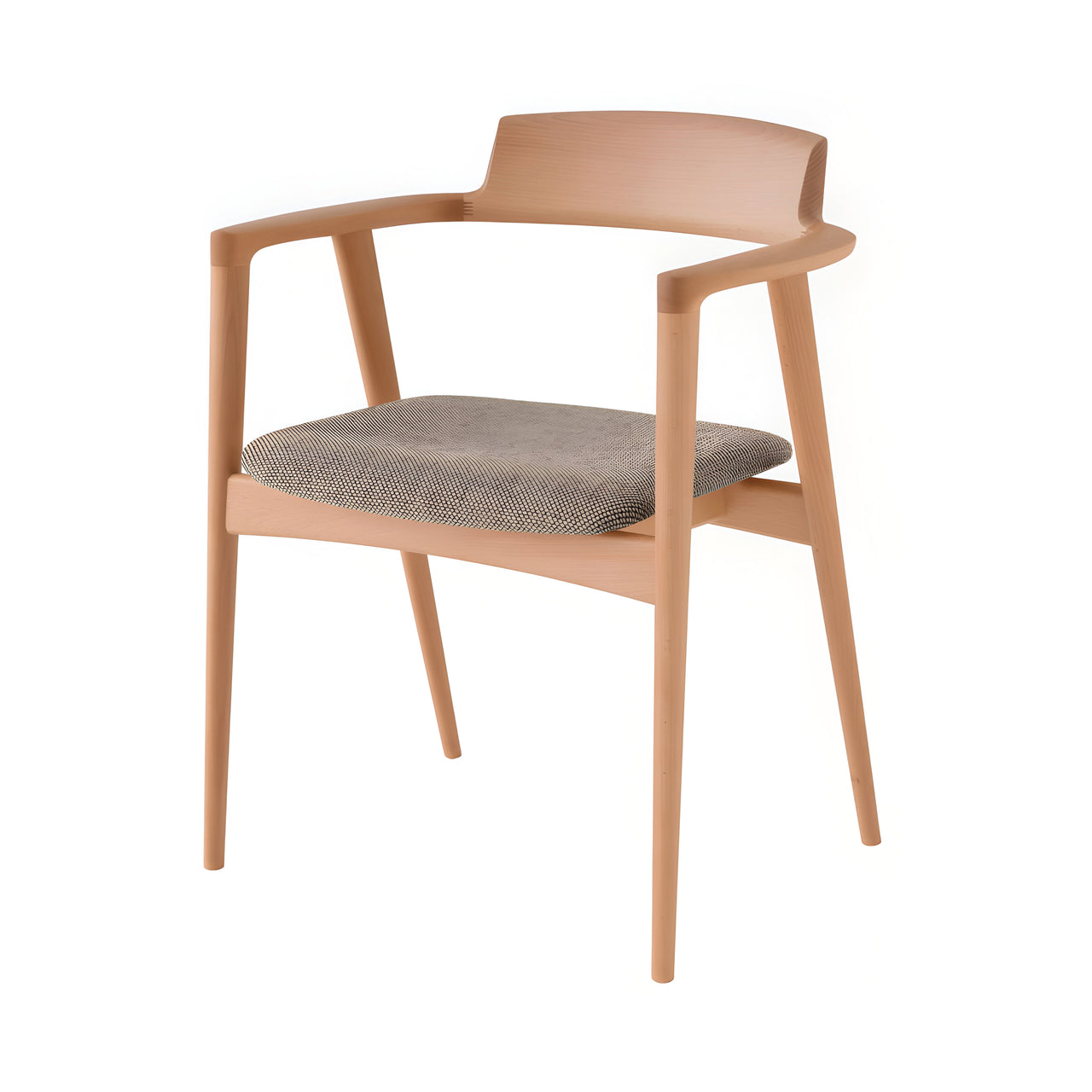 Seoto Armchair: Seat Upholstered + High + Beech