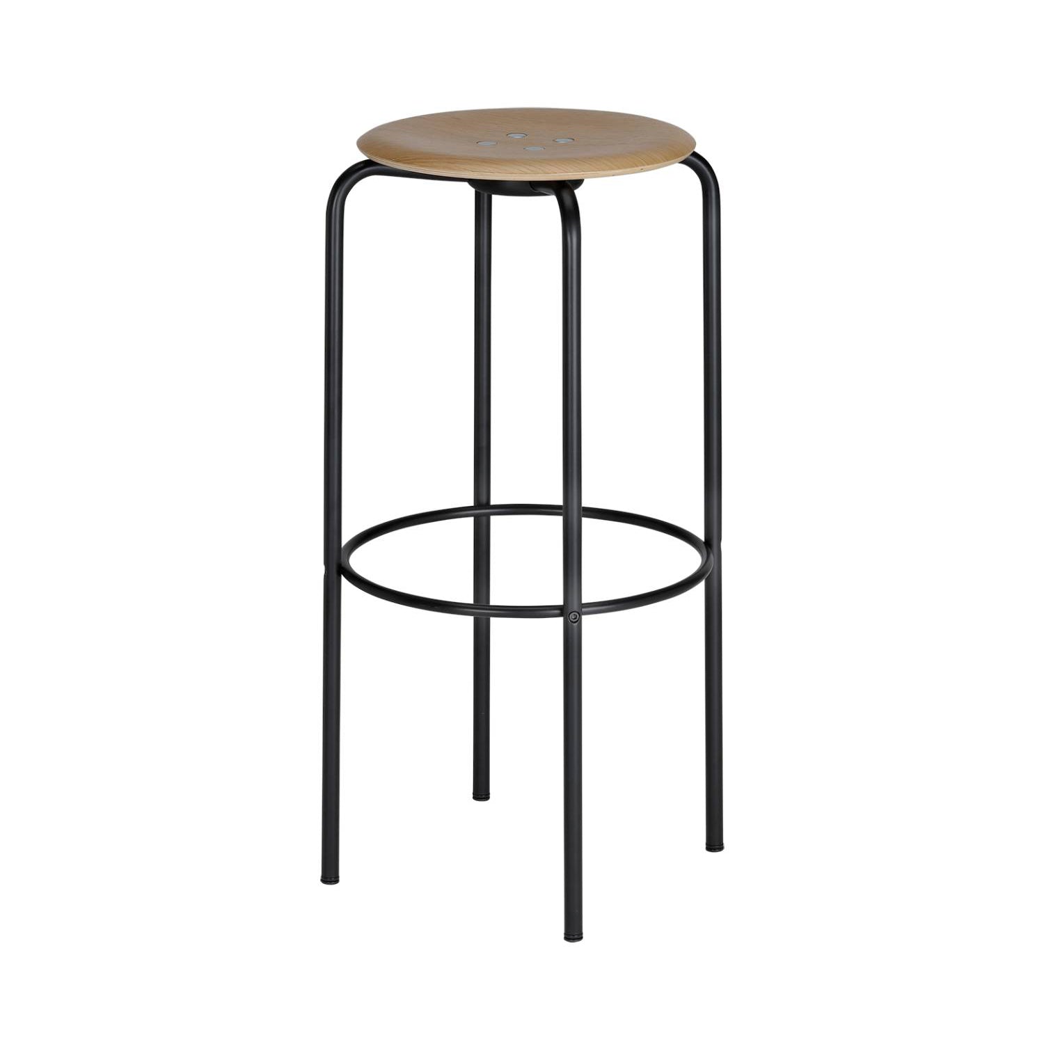 Kevi 2052 Stool: Oak Veneer + Powder Coated Black