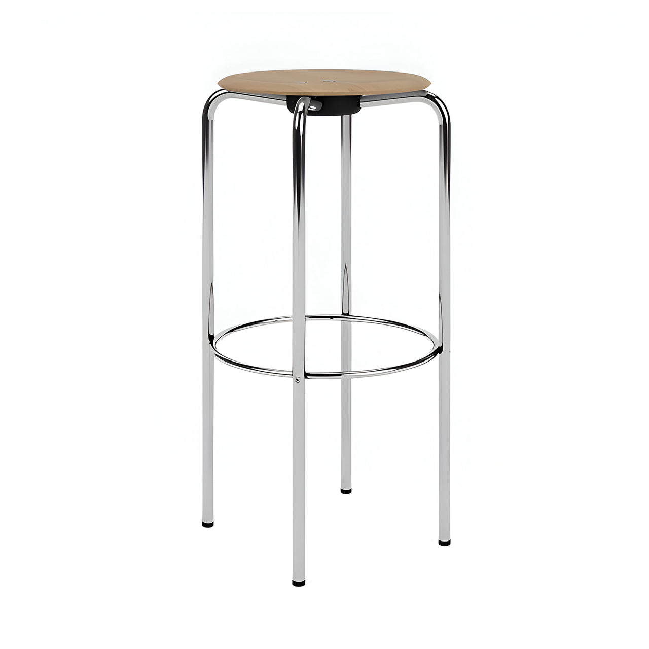 Kevi 2052 Stool: Oak Veneer + Polished Chrome