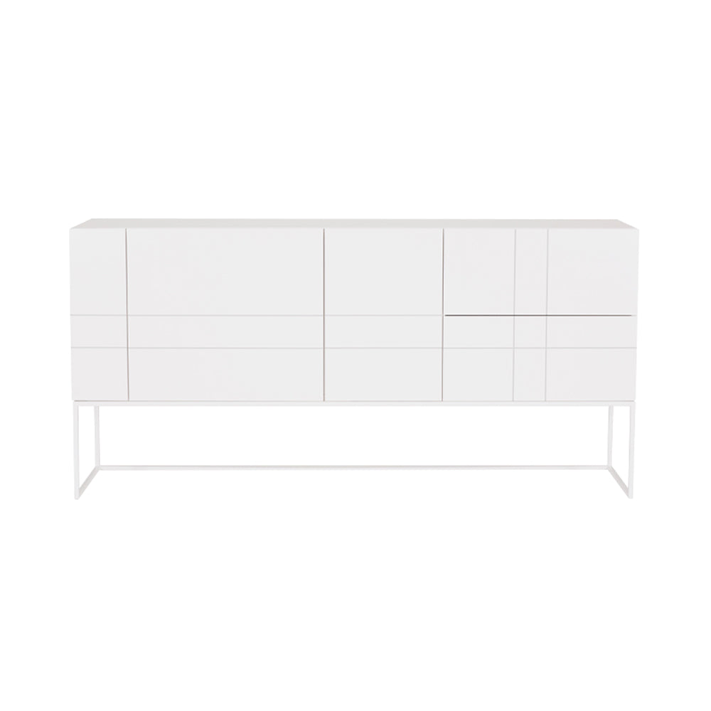 Kilt Light 180 Cabinet with Drawers: White