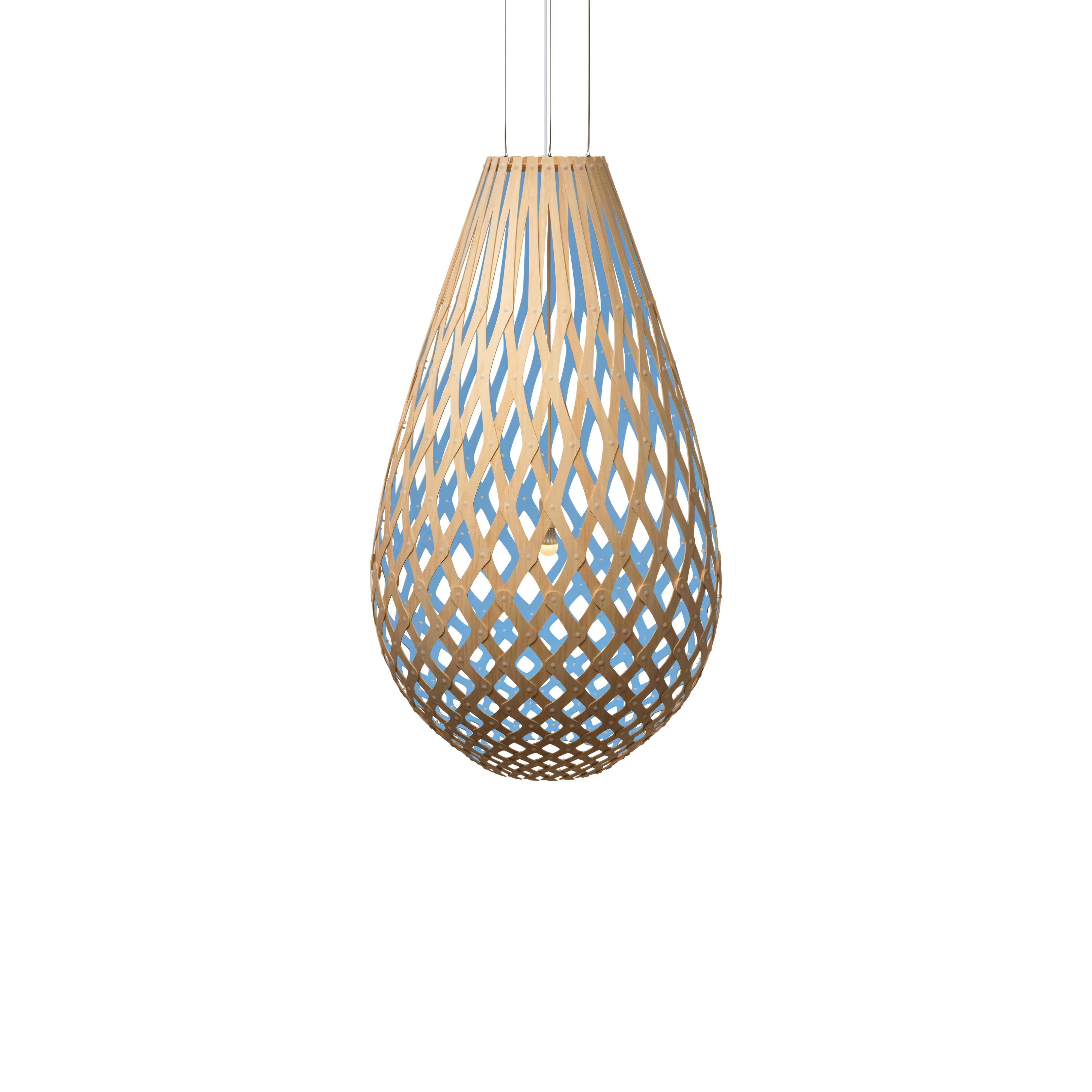 Kōura Pendant Light: Extra Large + Bamboo + Blue + White