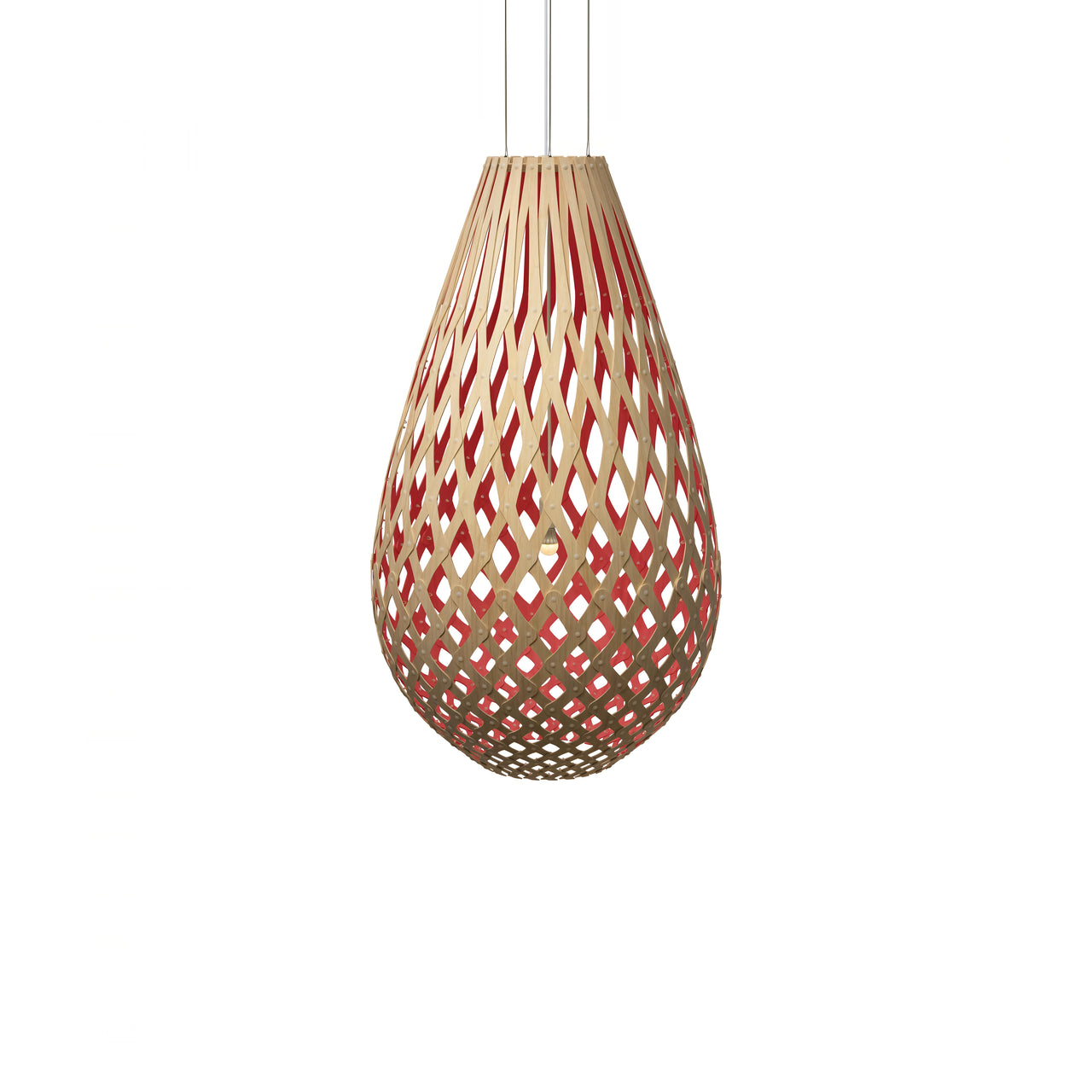 Kōura Pendant Light: Extra Large + Bamboo + Red + White