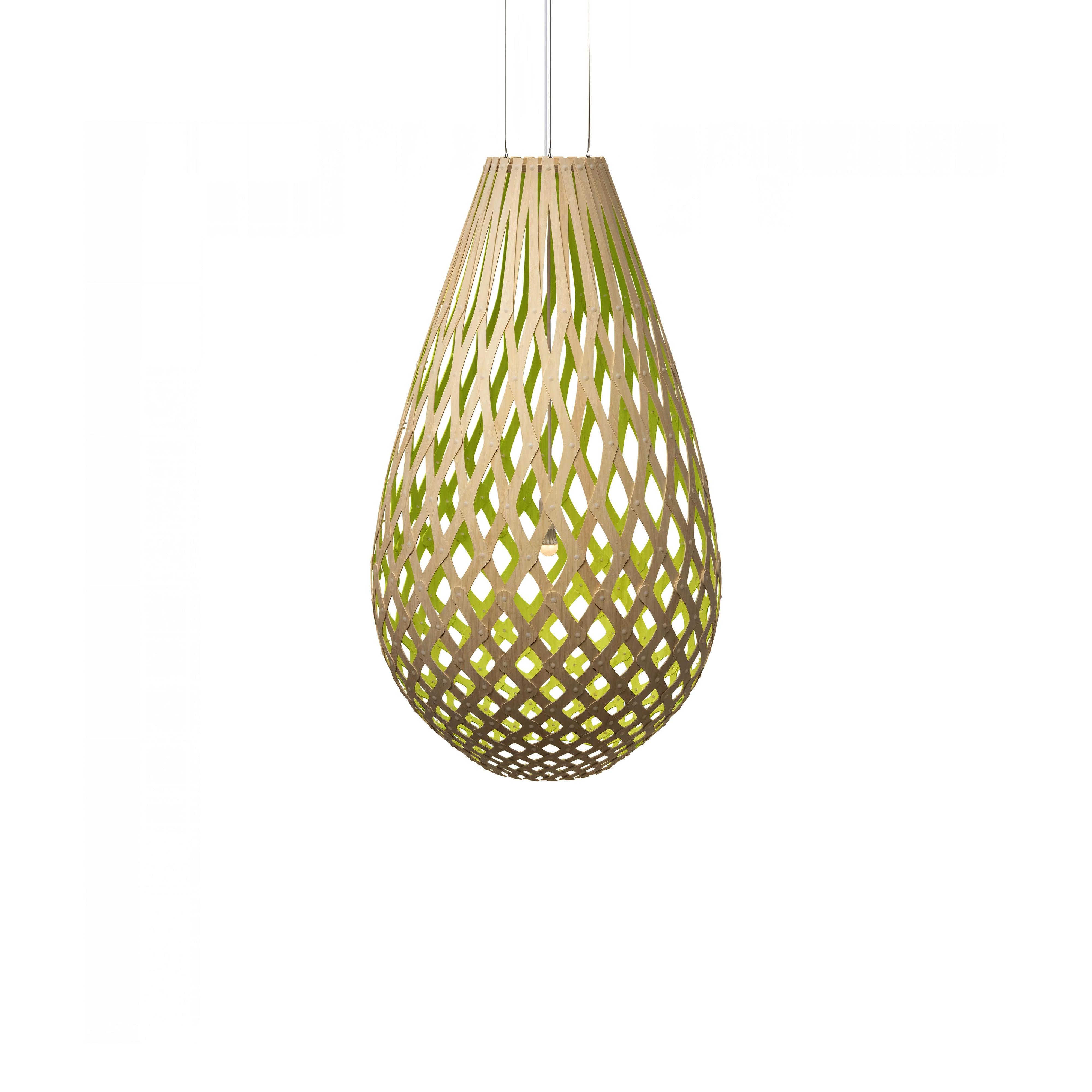 Kōura Pendant Light: Extra Large + Bamboo + Lime + White