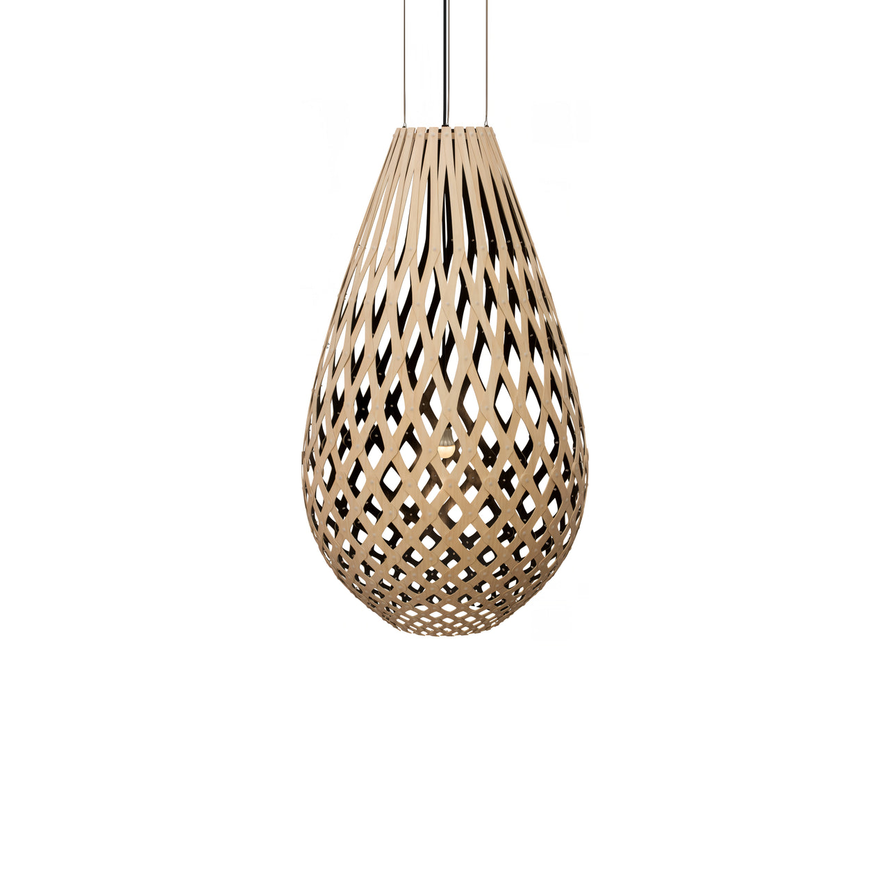 Kōura Pendant Light: Extra Large + Bamboo + Black + Black