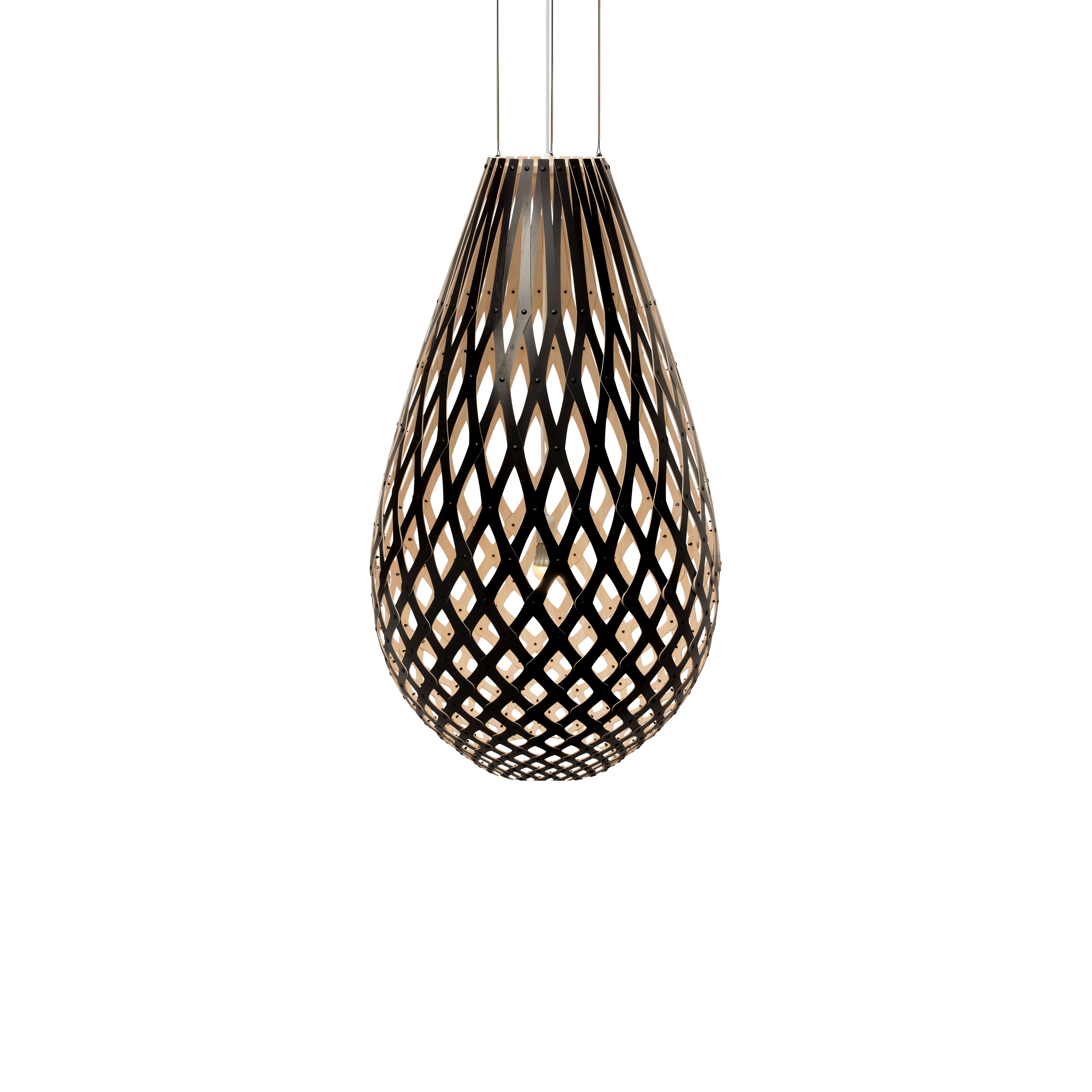 Kōura Pendant Light: Extra Large + Black + Bamboo + White