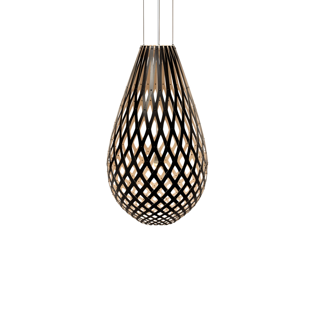 Kōura Pendant Light: Extra Large + Black + Bamboo + White